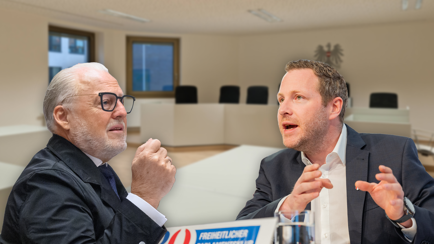 Im Rechtsstreit zwischen PR-Berater Wolfgang Rosam (l.) und dem blauen Parlamentsklub sowie FPÖ-General Schnedlitz gibt es nach Berufung der Freiheitlichen eine Entscheidung.