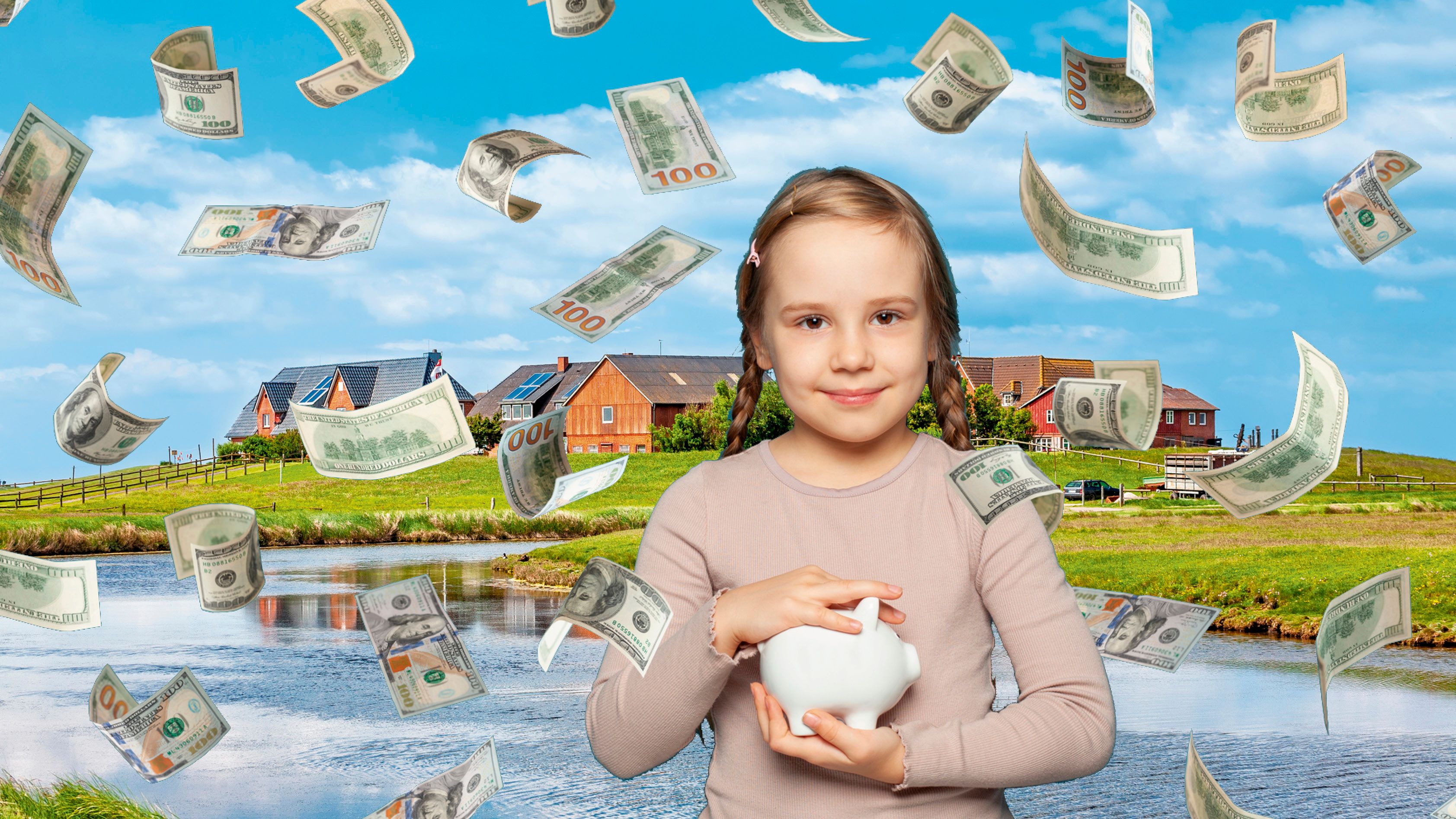 Unerwarteter Geldregen für die Kinder aus Karlum in Nordfriesland (Symbolbild, Montage)