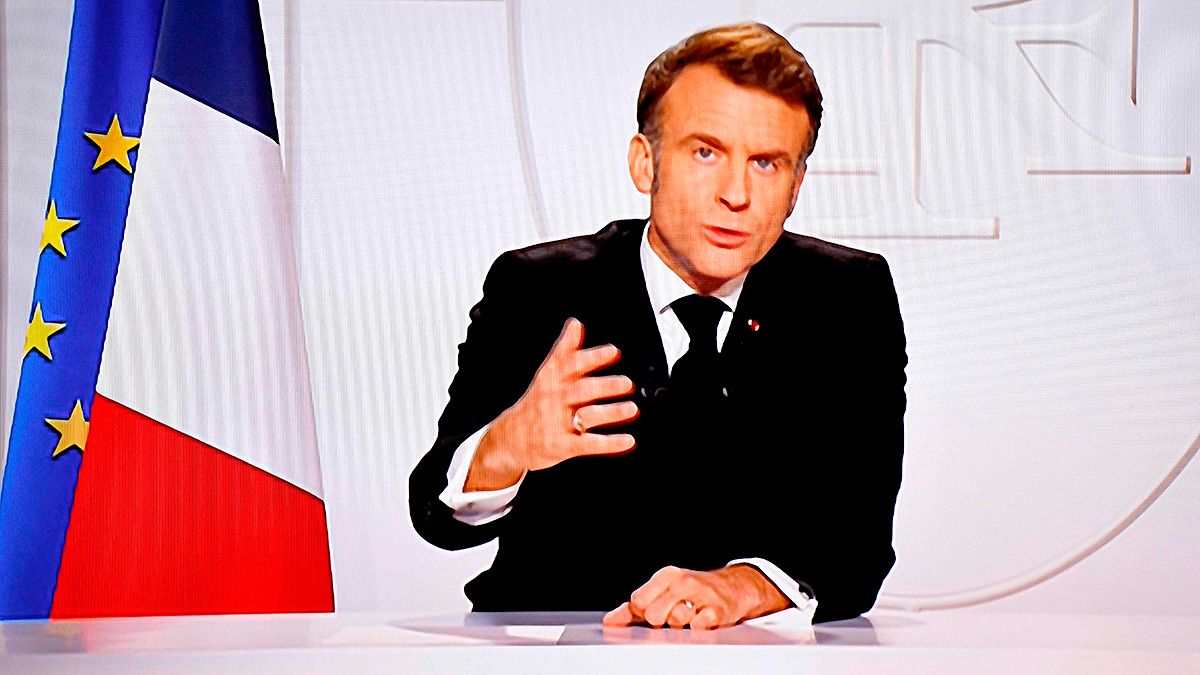 Der französische Präsident Emmanuel Macron während seiner TV-Ansprache am 5. März 2025.