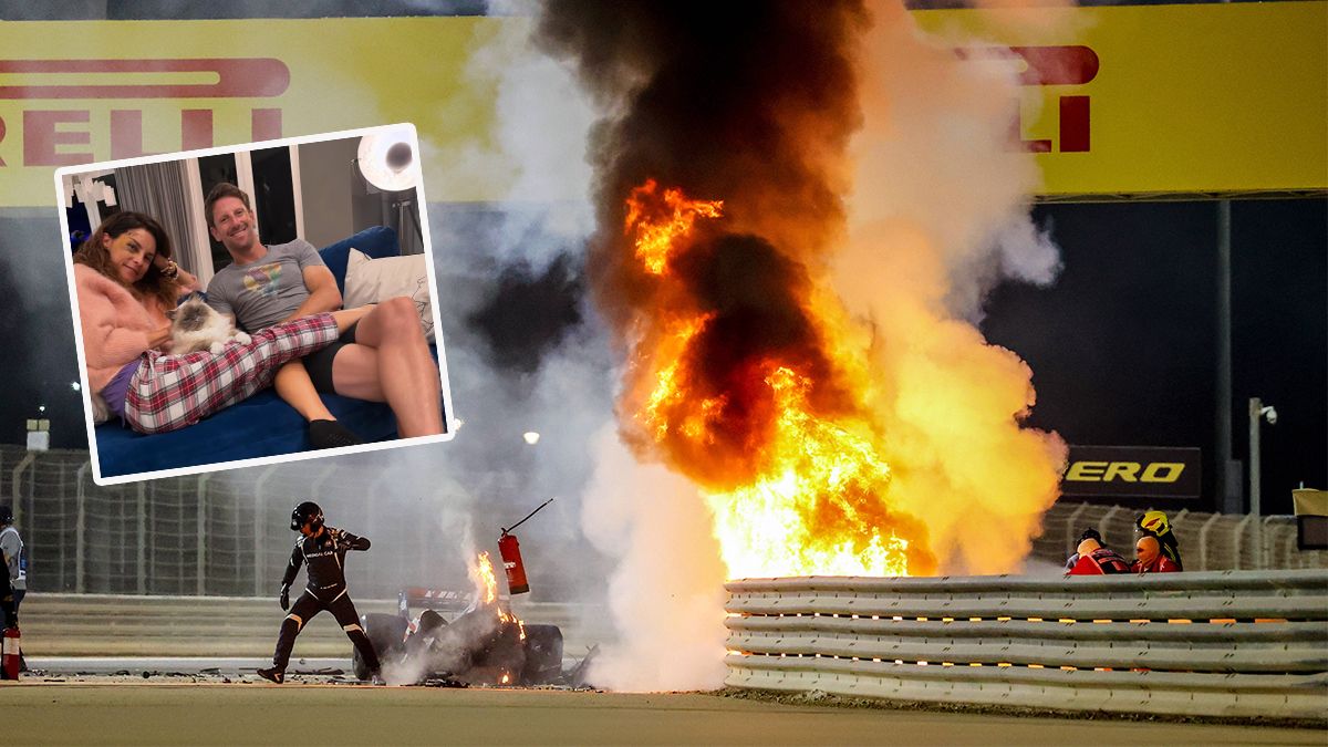 Marion Grosjean (l.) mit Ehemann Romain, der 2020 in einen Feuerunfall verwicklt war.