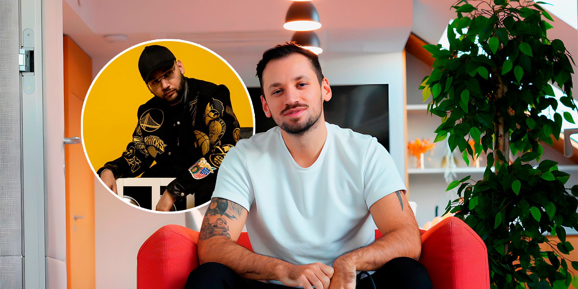 David Slomo im Gespräch mit Nik Dean (kl. Bild).