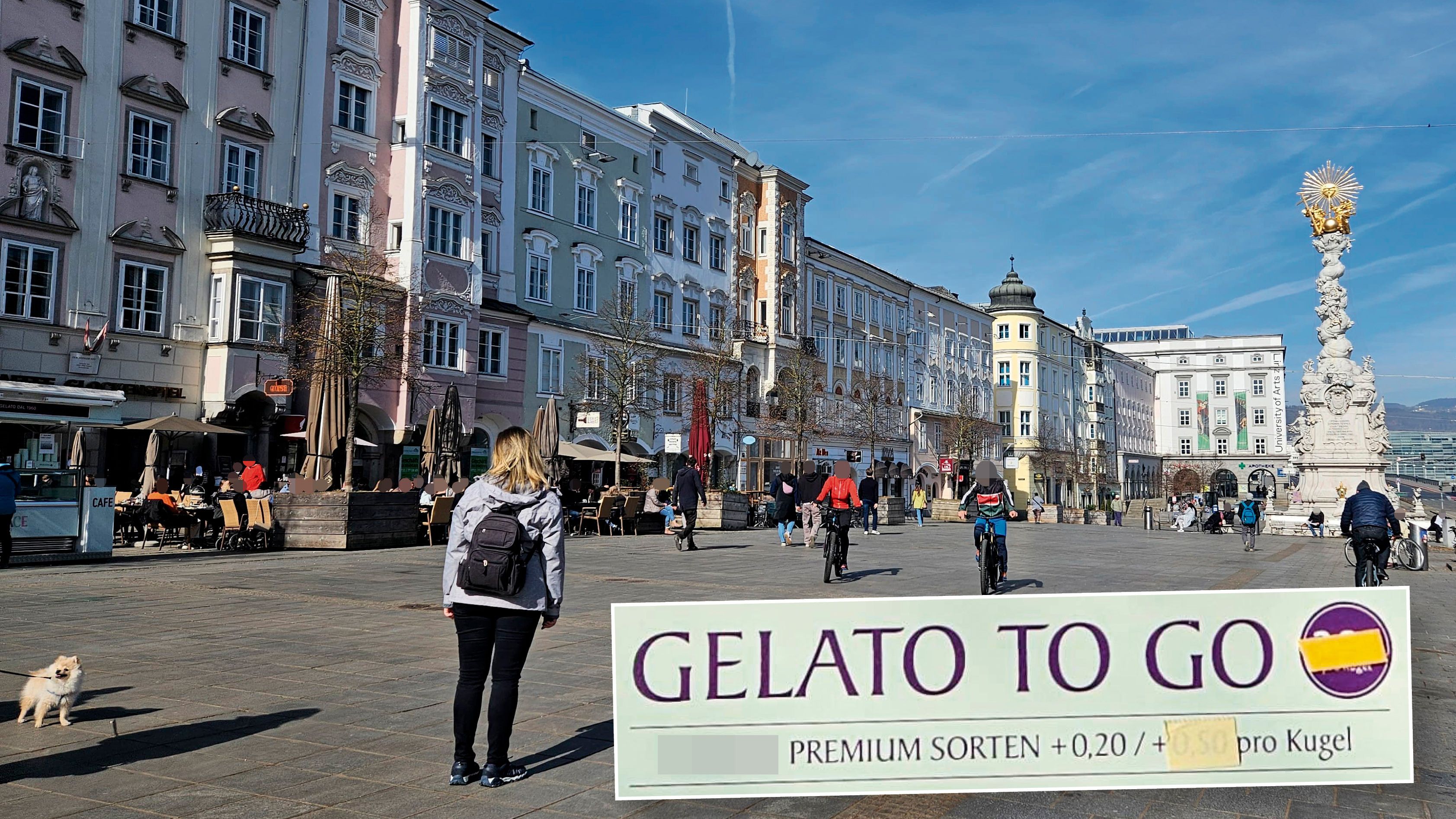 Ein bekannter Eis-Verkäufer am Linzer Hauptplatz hielt die heurigen Preise erst geheim.