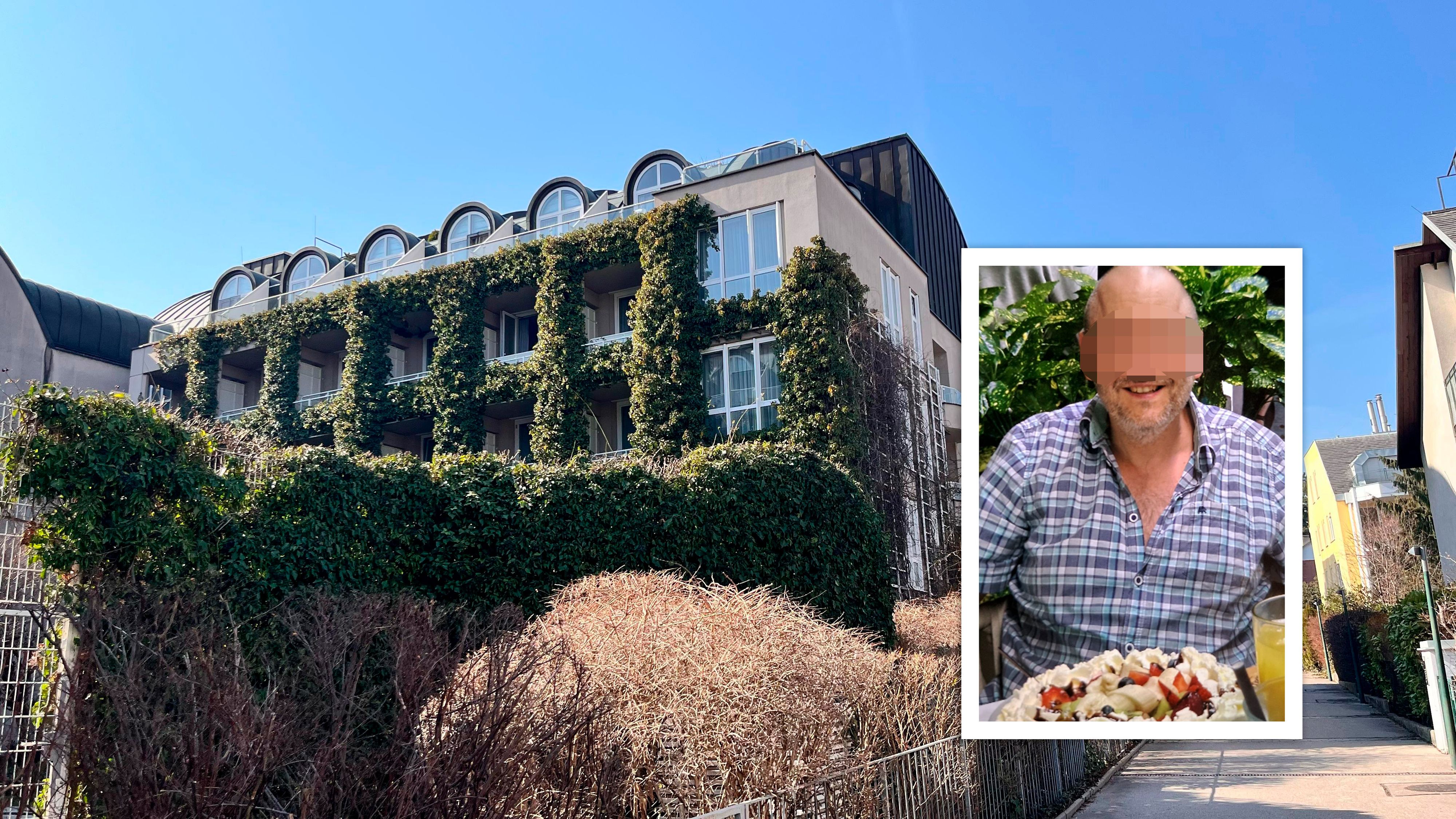 Die Rückseite des bekannten Hotels in Oberdöbling, das mutmaßliche Mordopfer Christian S. (59)