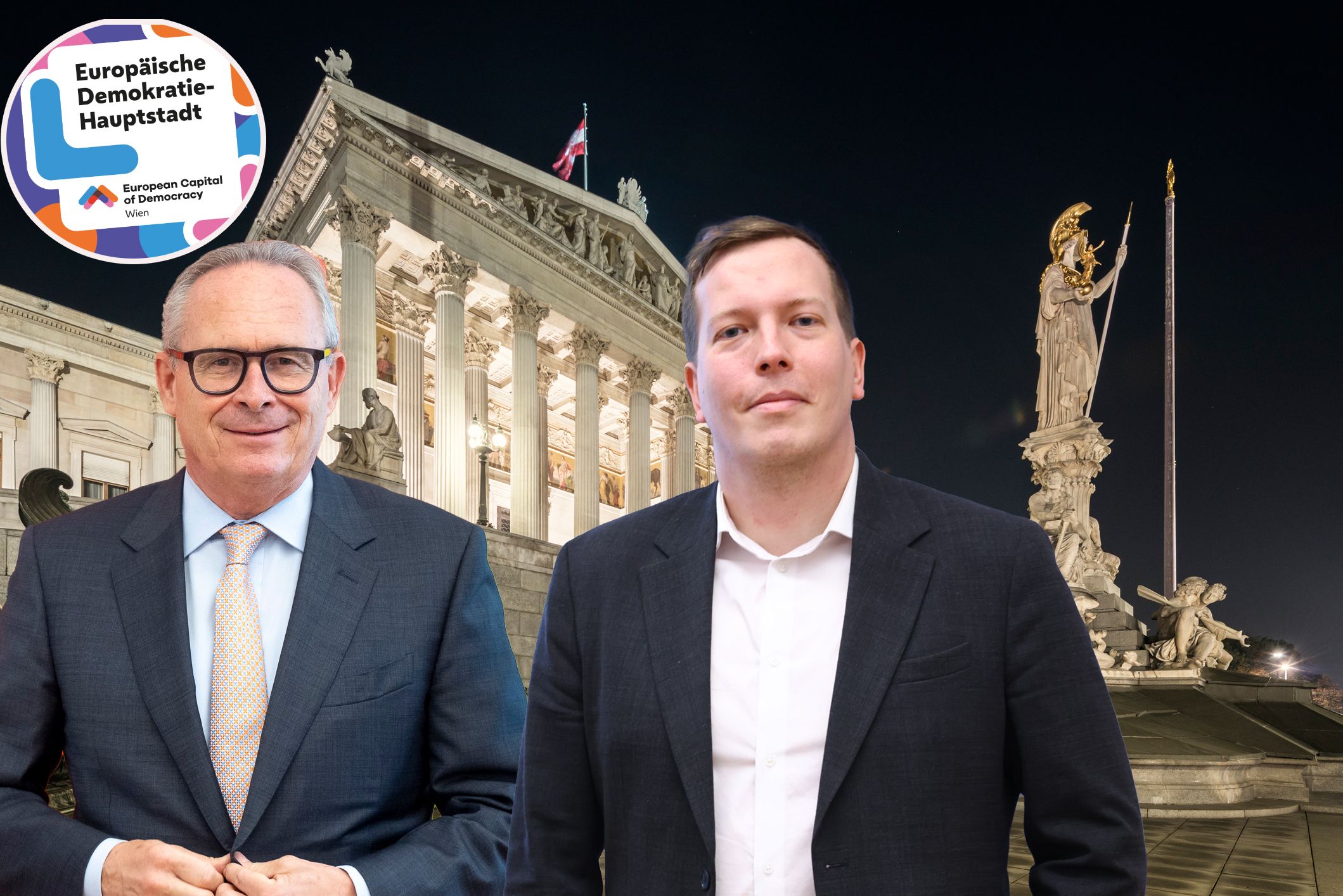 Wien feiert sich als 'Demokratiehauptstadt' – doch die ÖVP spricht von einer teuren Inszenierung. Karl Mahrer (links) und Patrick Gasselich (rechts) kritisieren mangelnde Mitbestimmung und einseitige Inhalte.