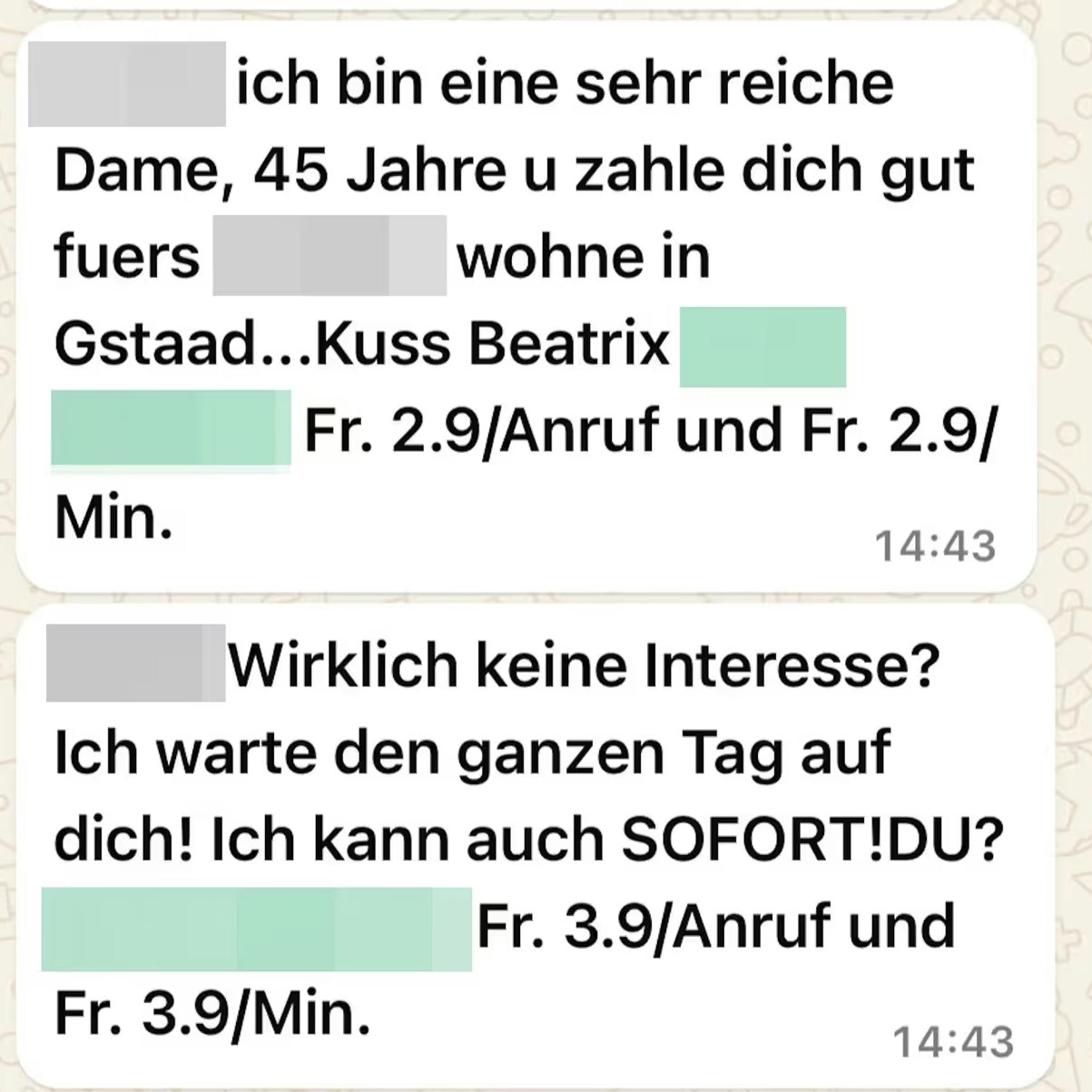 Mit diesen Nachrichten wurde P.R. in die Falle gelockt.