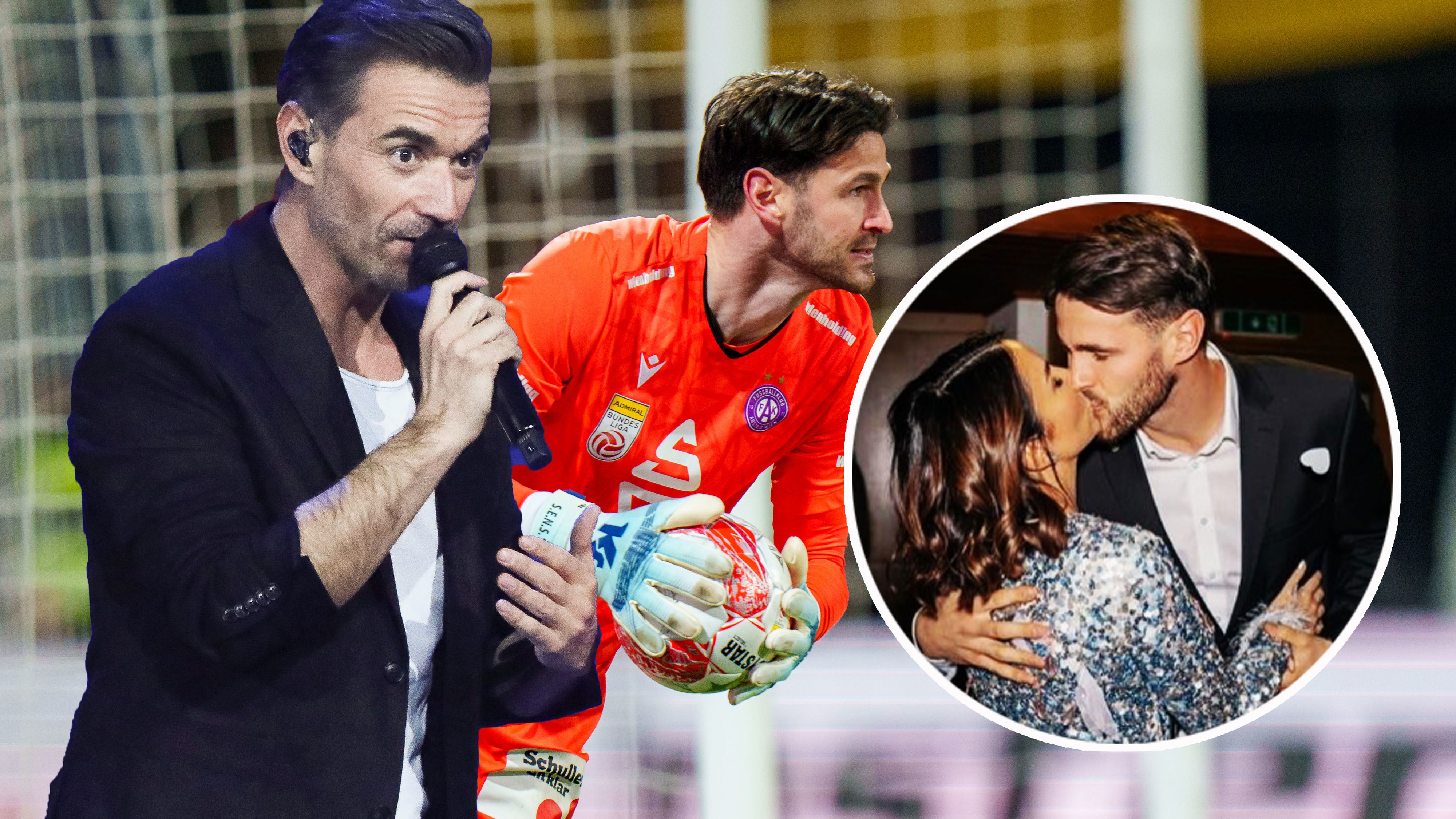 Florian Silbereisen, Austria-Keeper Samuel Sahin-Radlinger und seine Ehefrau Sila.