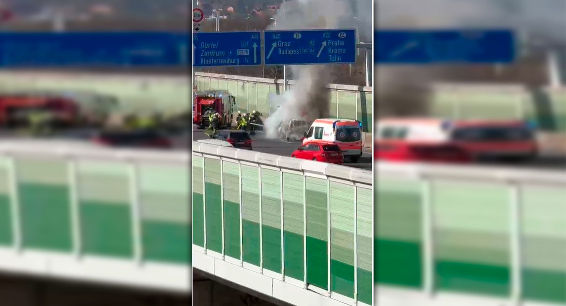 Ein Anrainer filmte die Löscharbeiten von seinem Balkon. 