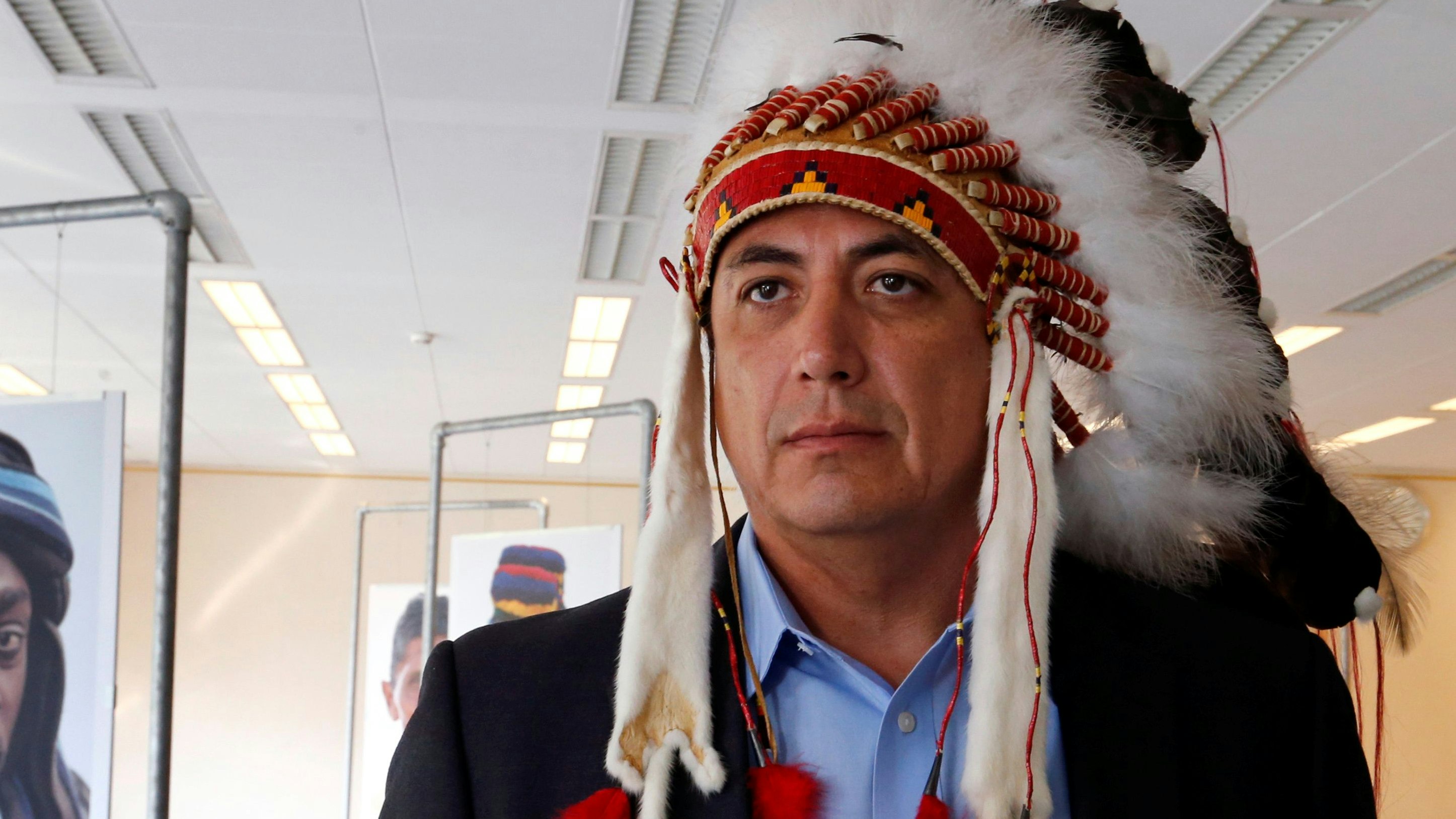 Indianer-Häuptling Dave Archambault II, von den "Standing Rock"-Sioux.