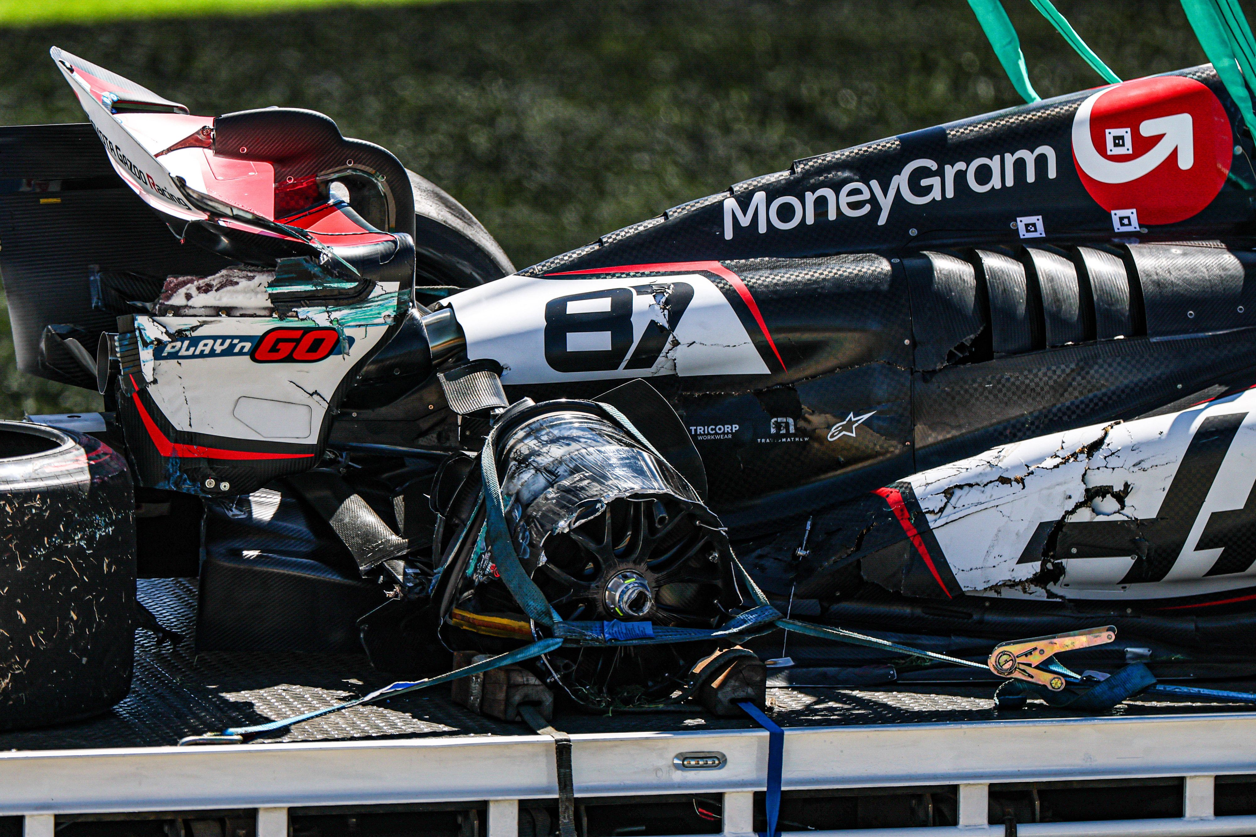 Oliver Bearman blieb beim Crash unverletzt.