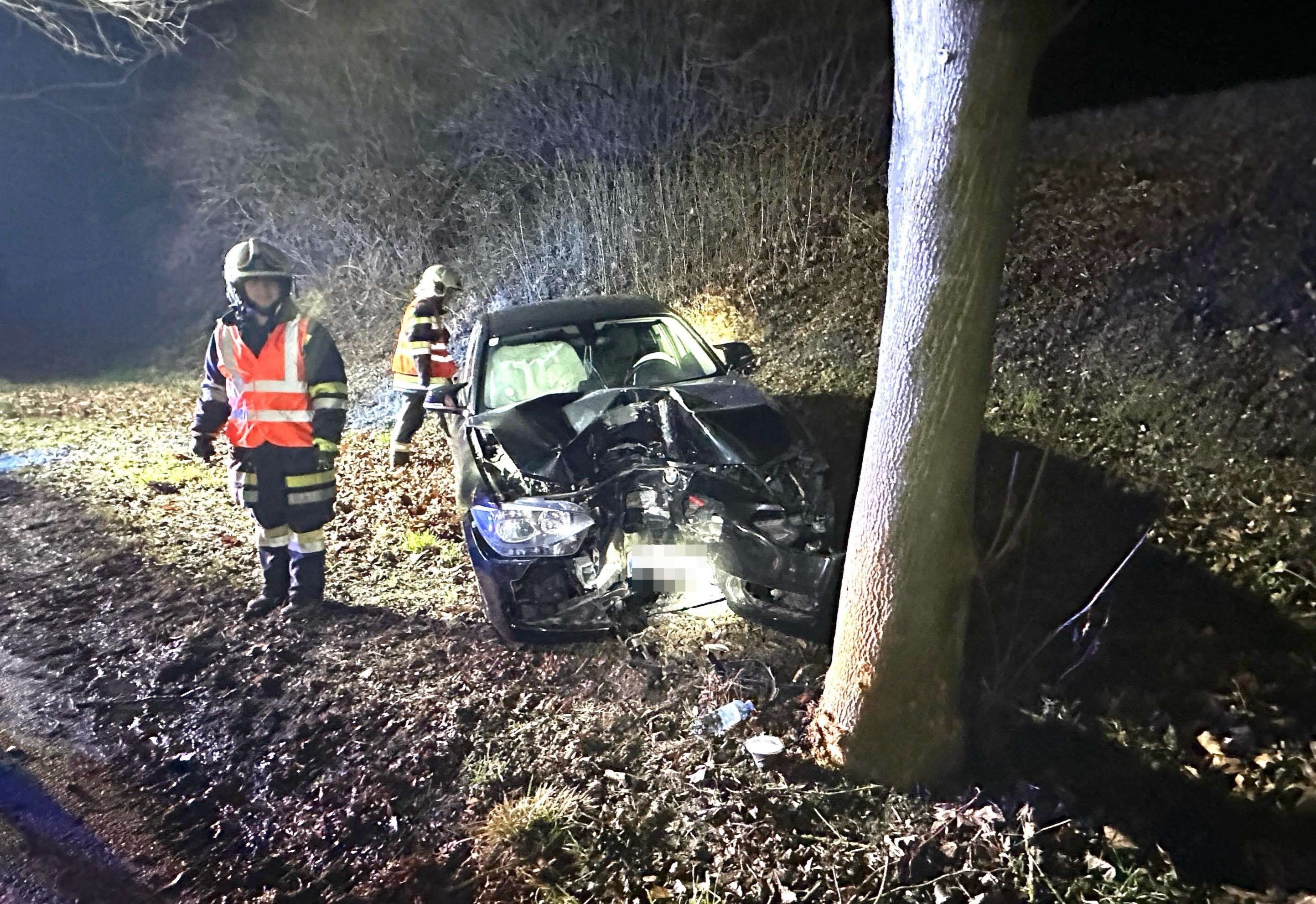 Lenker knallte mit BMW gegen Baum
