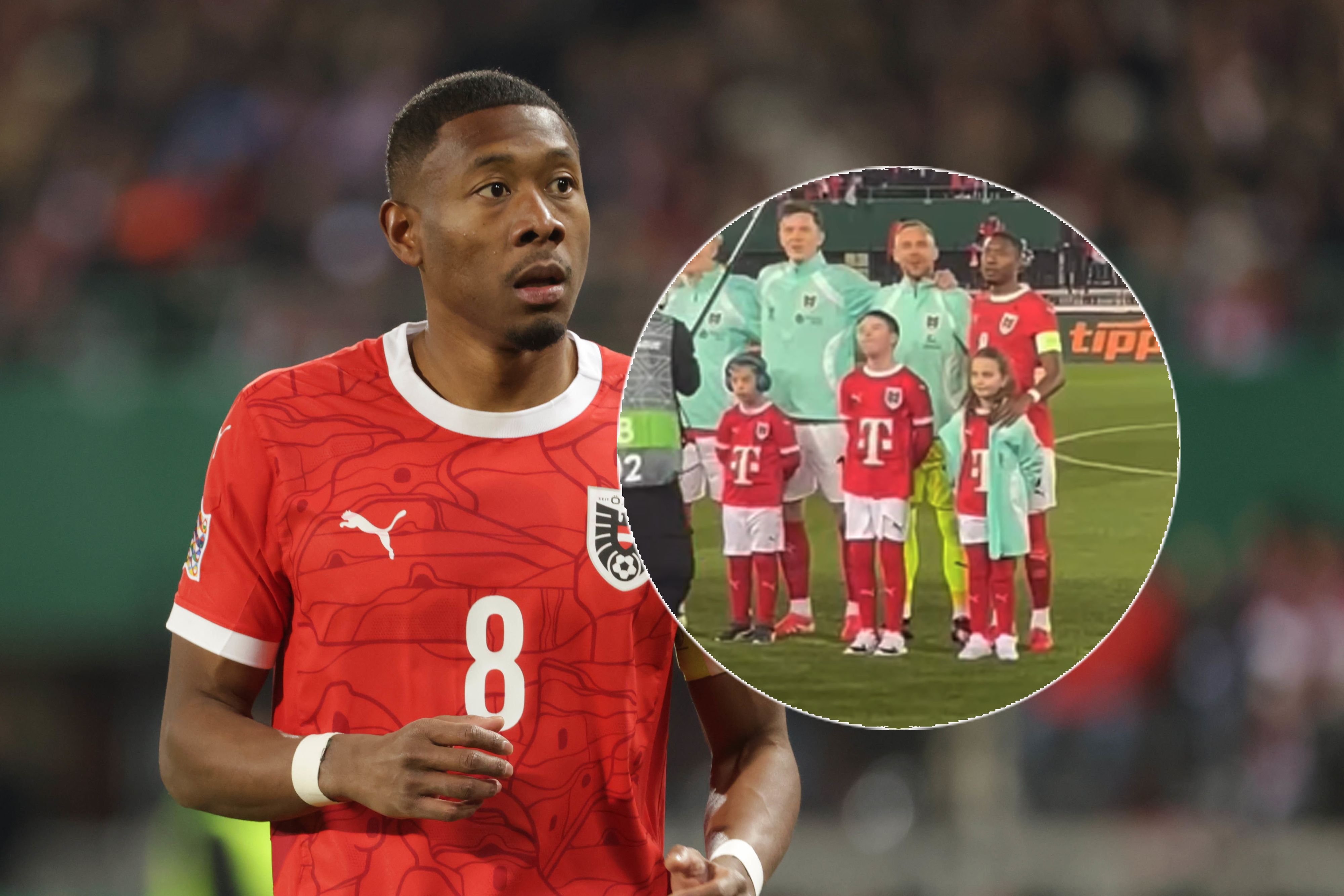 David Alaba spendierte dem Mädchen (r.) seine Trainingsjacke.
