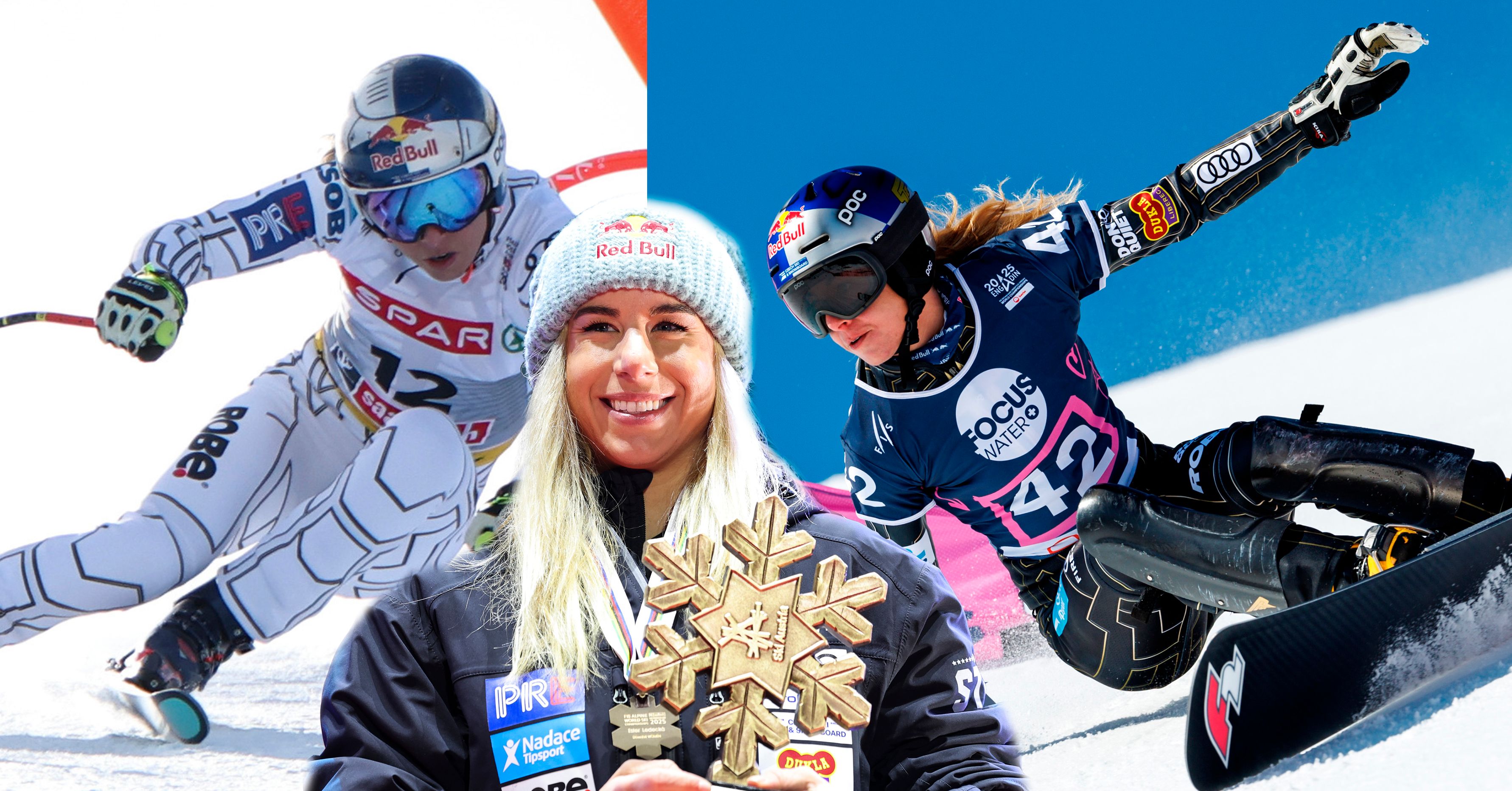 Ester Ledecka ist auf Skiern (l.) und auf dem Snowboard schnell.