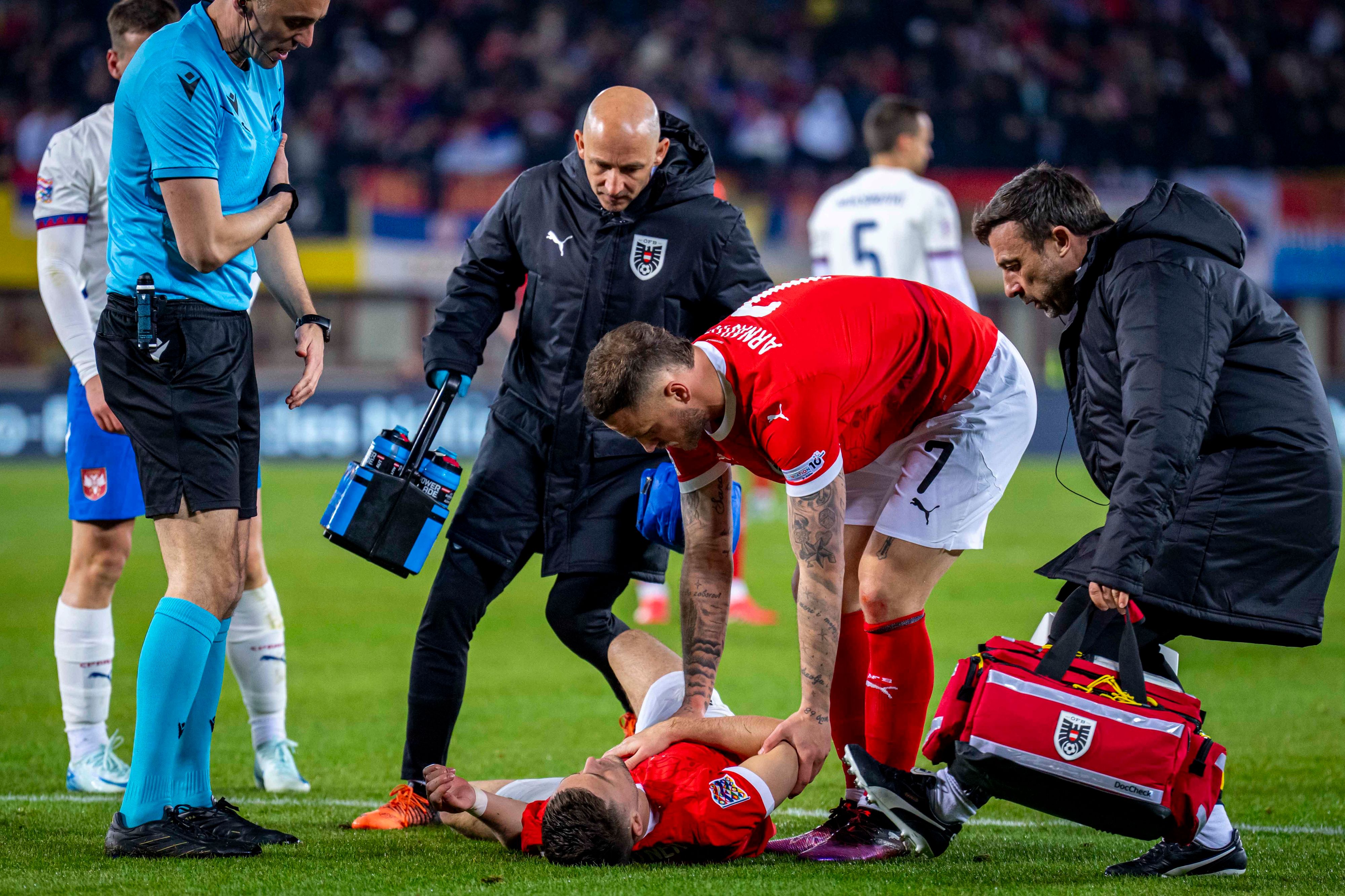 Christoph Baumgartner zog sich gegen Serbien eine Gehirnerschütterung zu. 