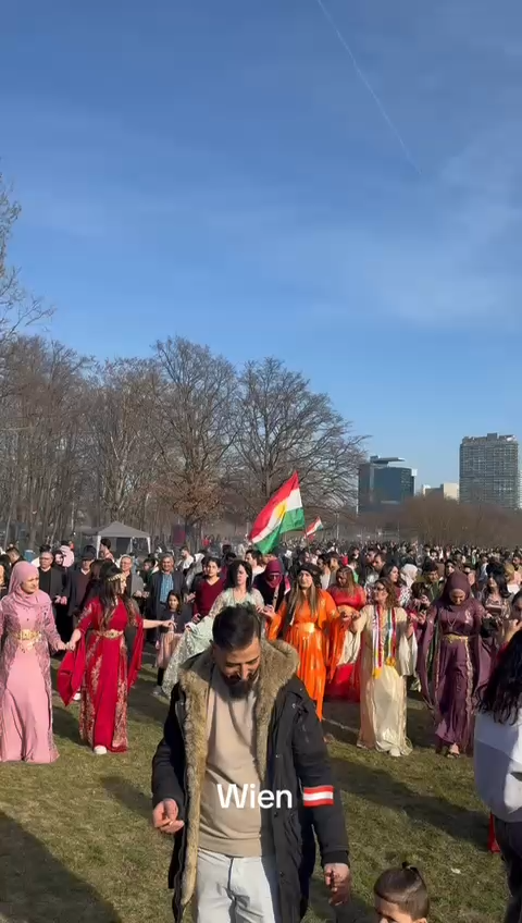 Hunderte Kurden feierten auf der Wiener Donauinsel das Neujahrsfest.