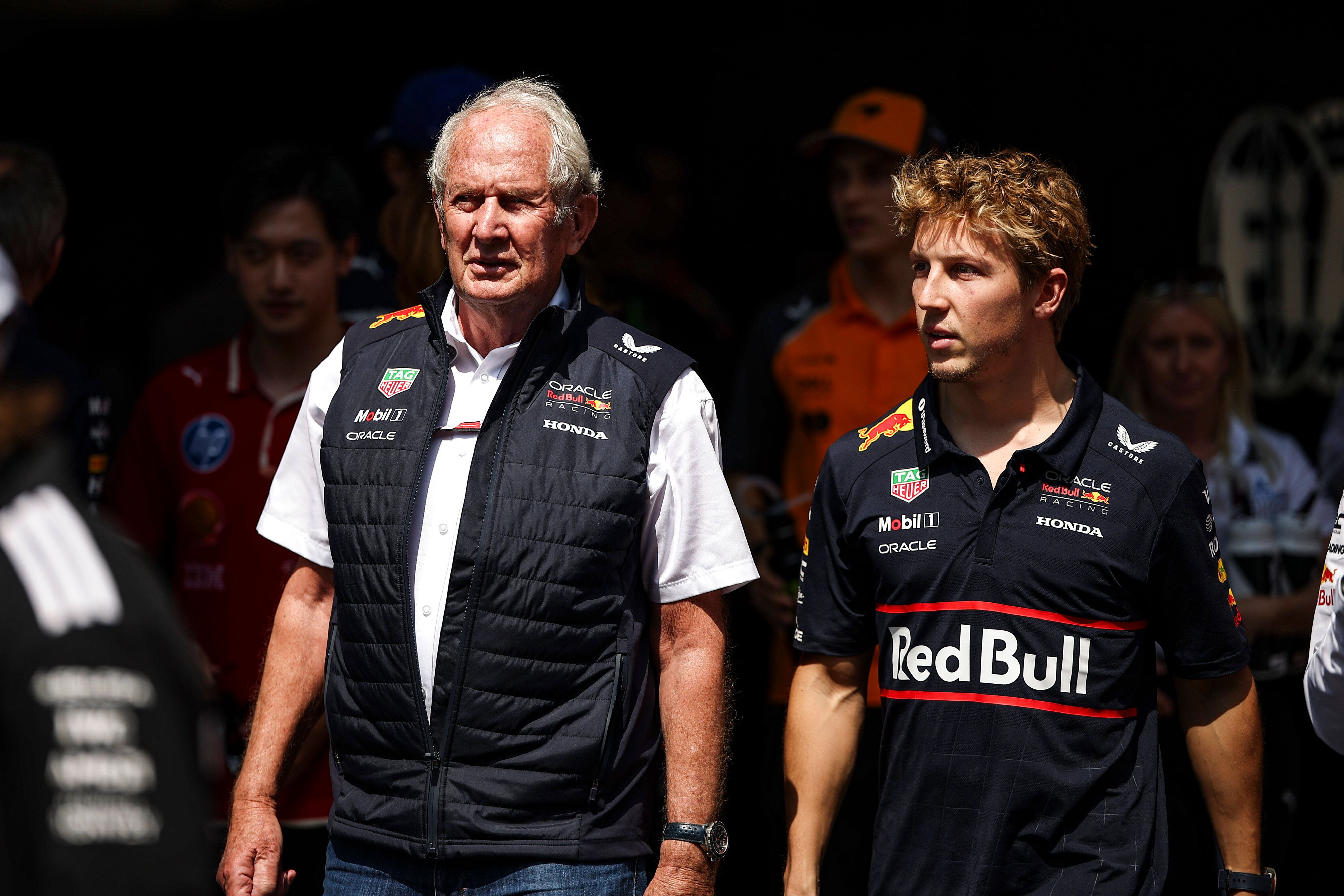 Die Tage von Liam Lawosn in der Formel 1 könnten gezählt sein. Hier mit Motorsportberater von Red Bull Helmut Marko (l.)