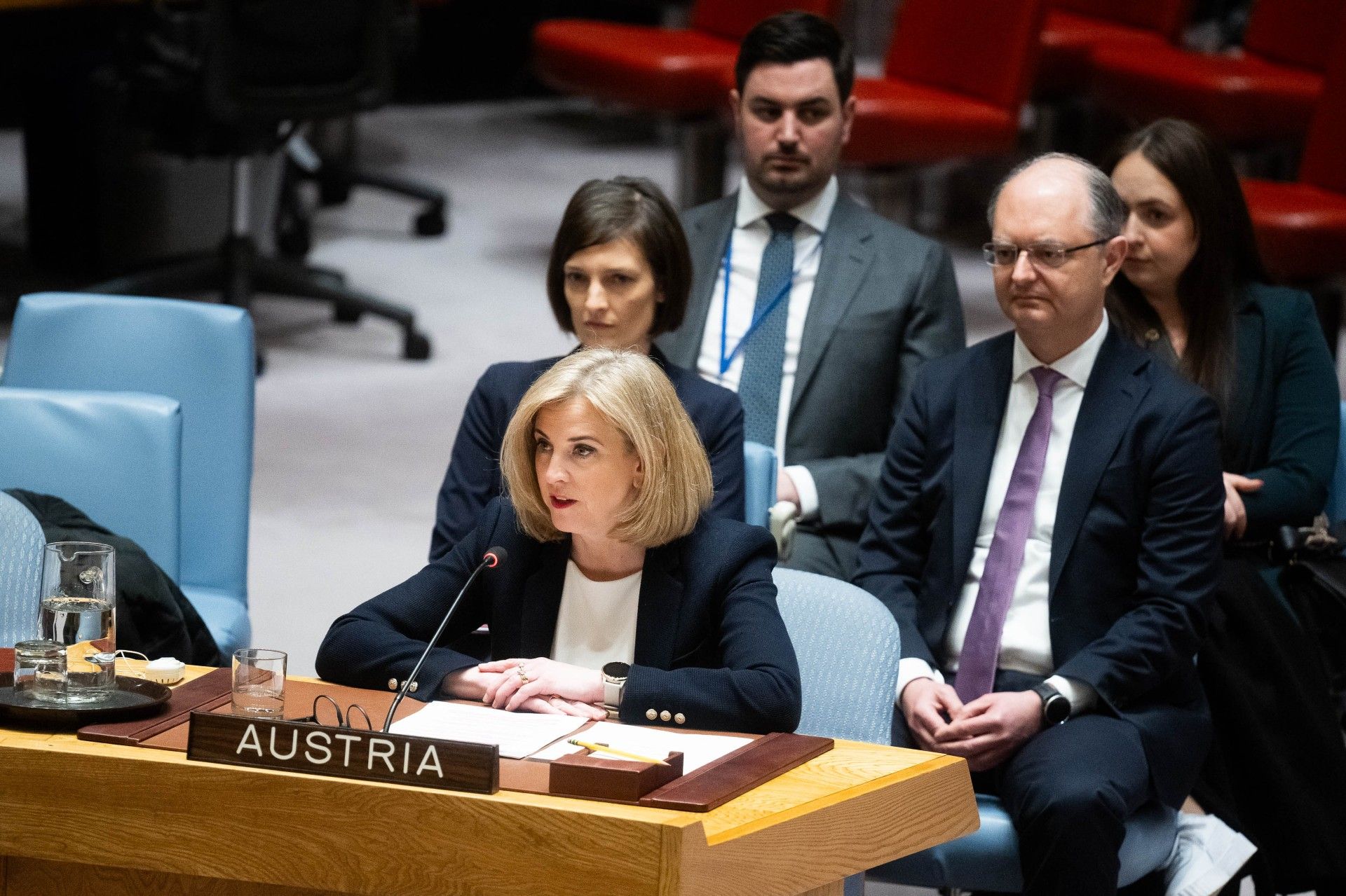 Außenministerin Beate Meinl-Reisinger bei der offenen Debatte im UN-Sicherheitsrat in New York.