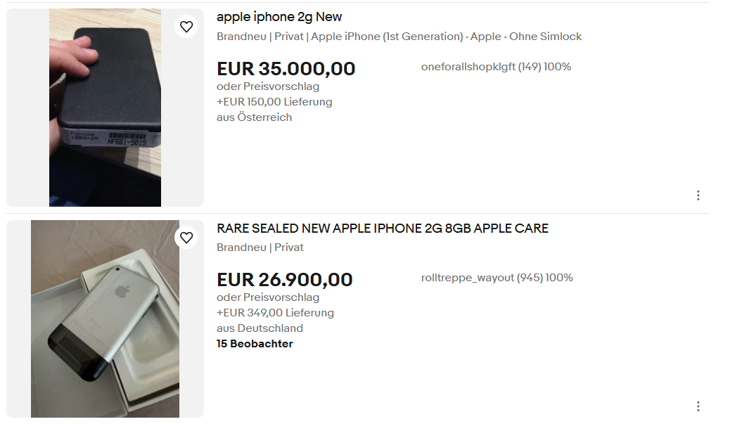 Apple's iPhone 2G nimmt den Spitzenplatz unter den teuersten Gebrauchthandys ein.