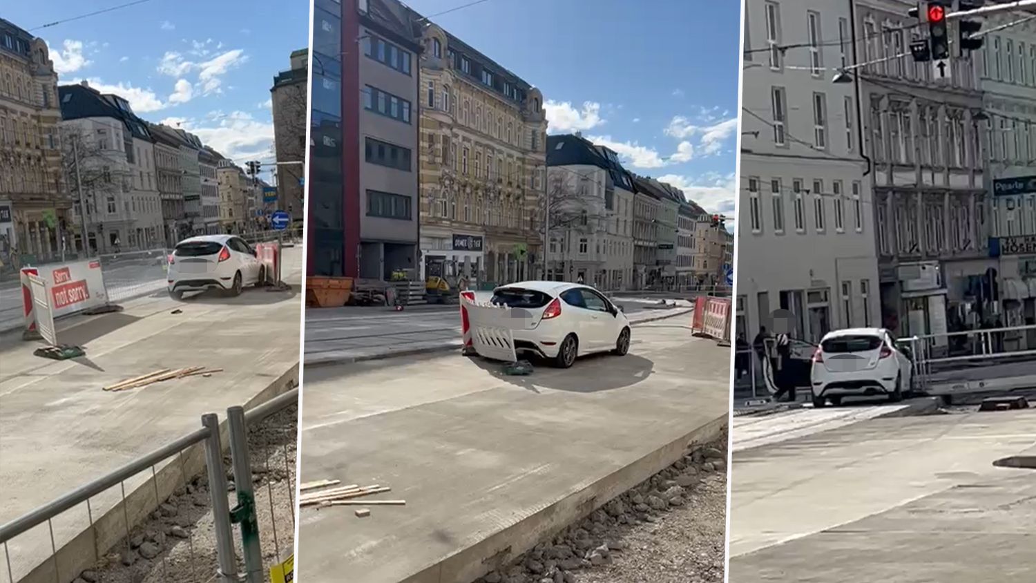 Kuriose Szenen am Sonntag auf der Hütteldorfer Straße.