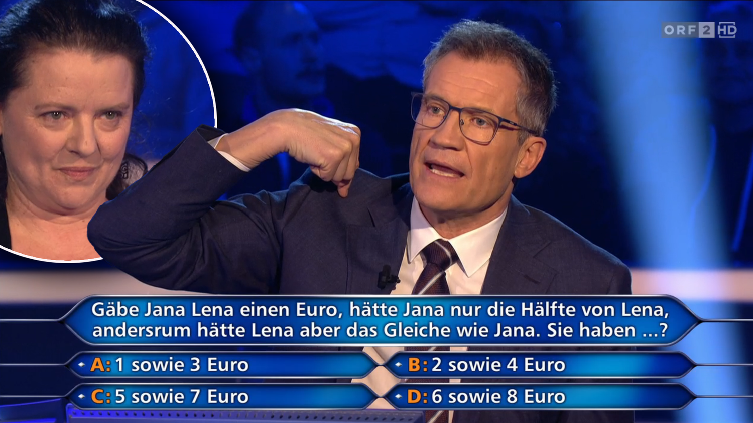 Kandidatin Doris stand bei der 1.000 Euro Frage kurz auf der Leitung.