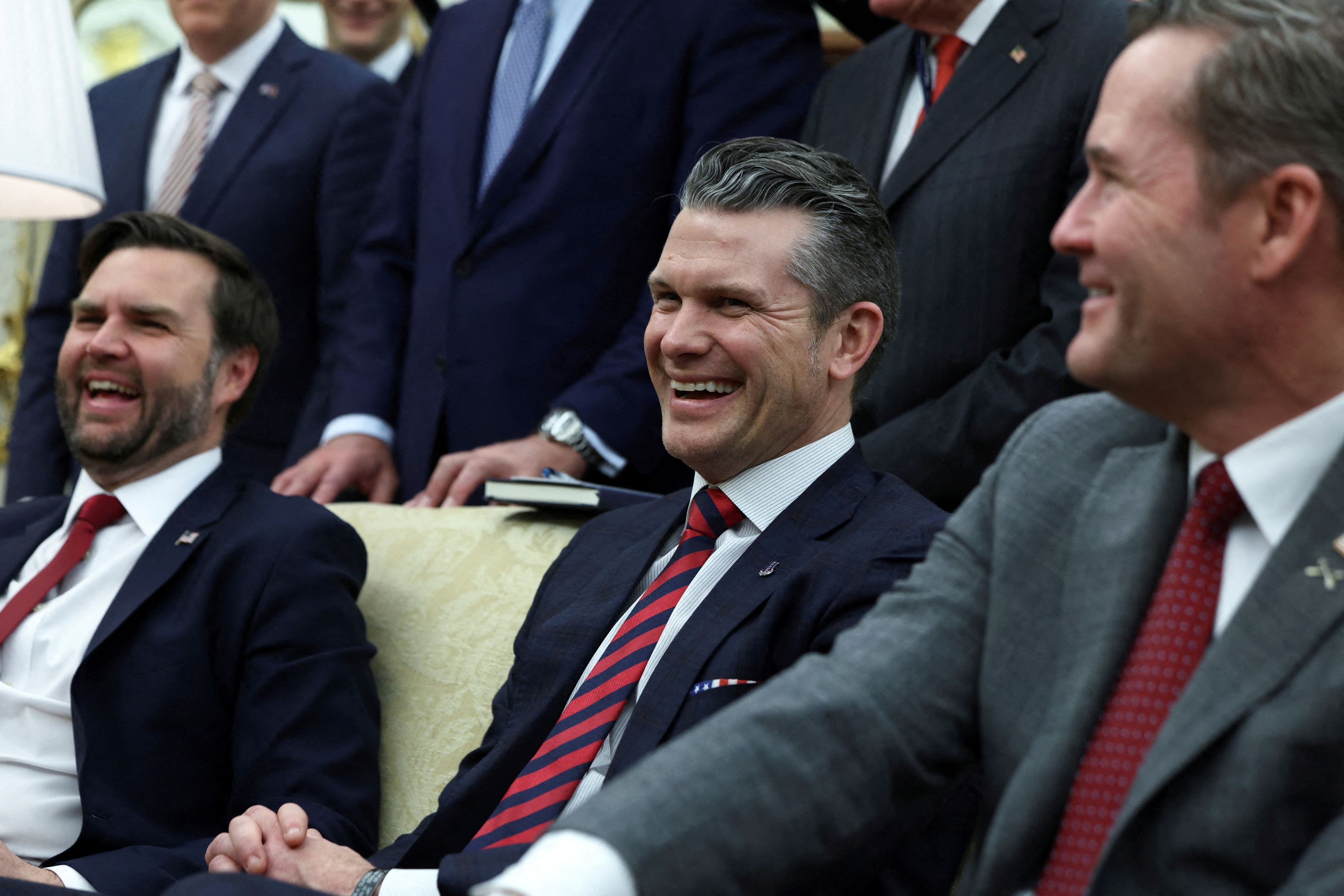 Vizepräsident JD Vance, Verteidigungsminister Pete Hegseth, Sicherheitsberater Mike Waltz.