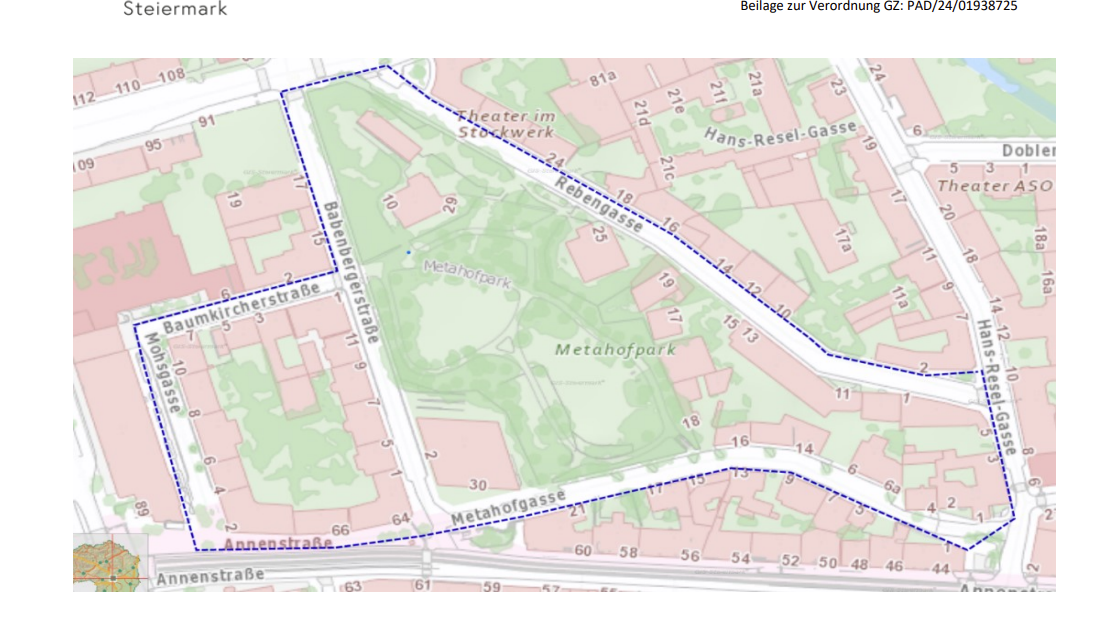 Die Schutzzone "Metahofpark" wird mit April um weitere sechs Monate verlängert. 