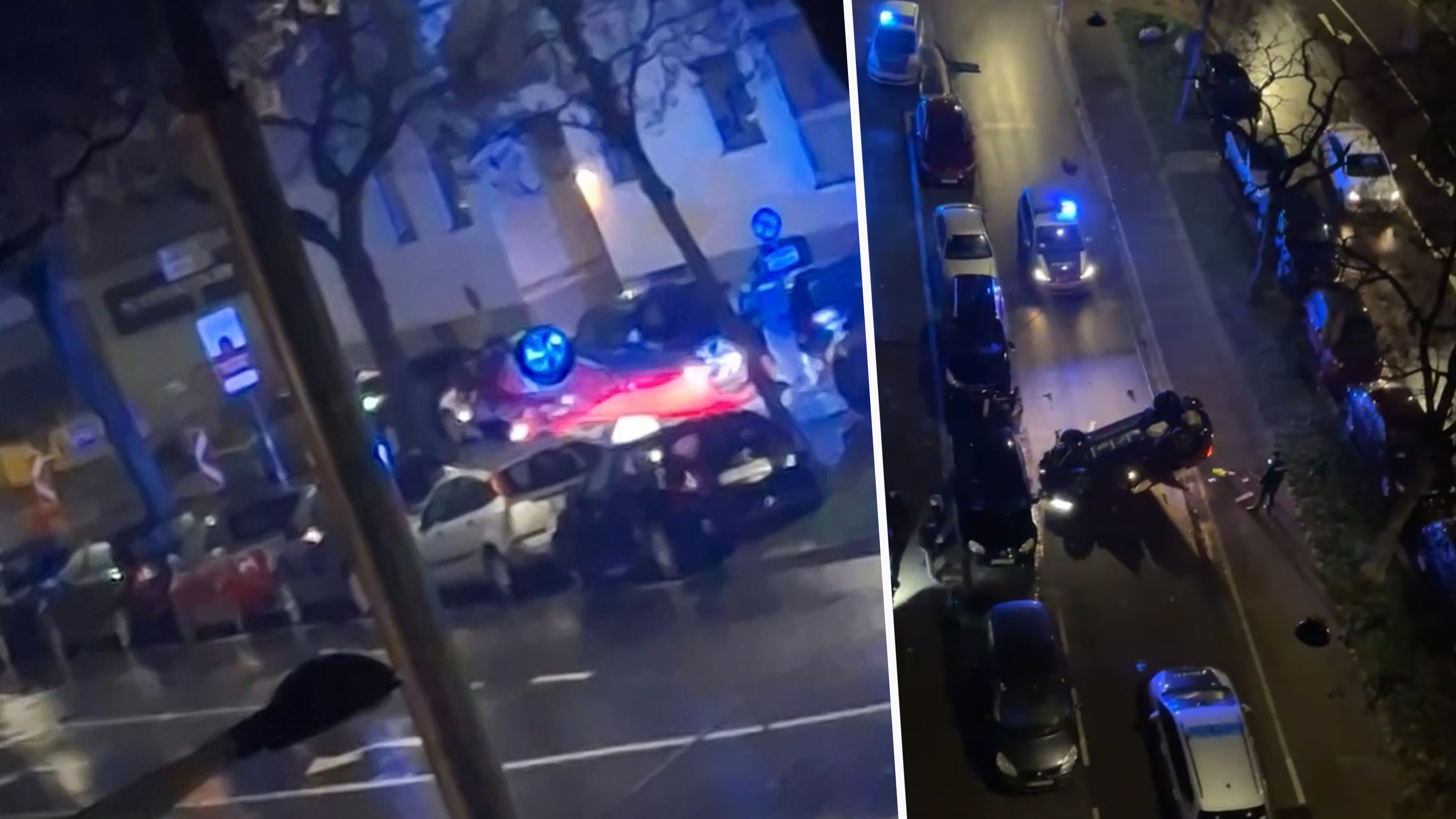 Im Stich gelassen: Drei Insassen des Toyotas lassen ihre beiden Freunde verletzt im Auto liegen.