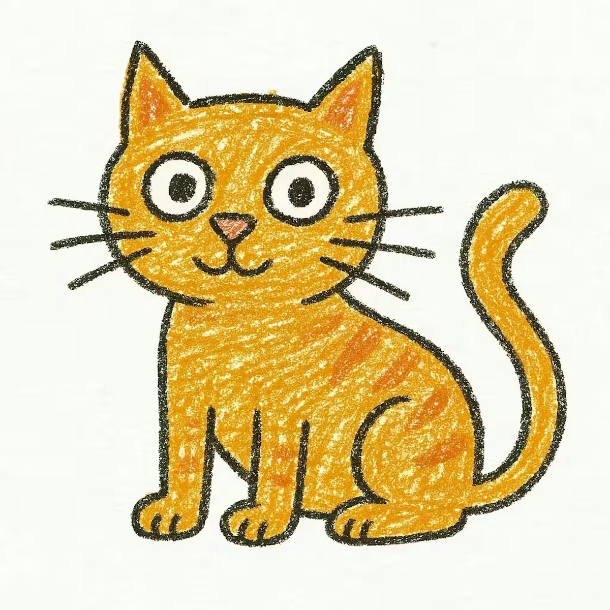 Prompt: cat, kids handdrawn, white background.