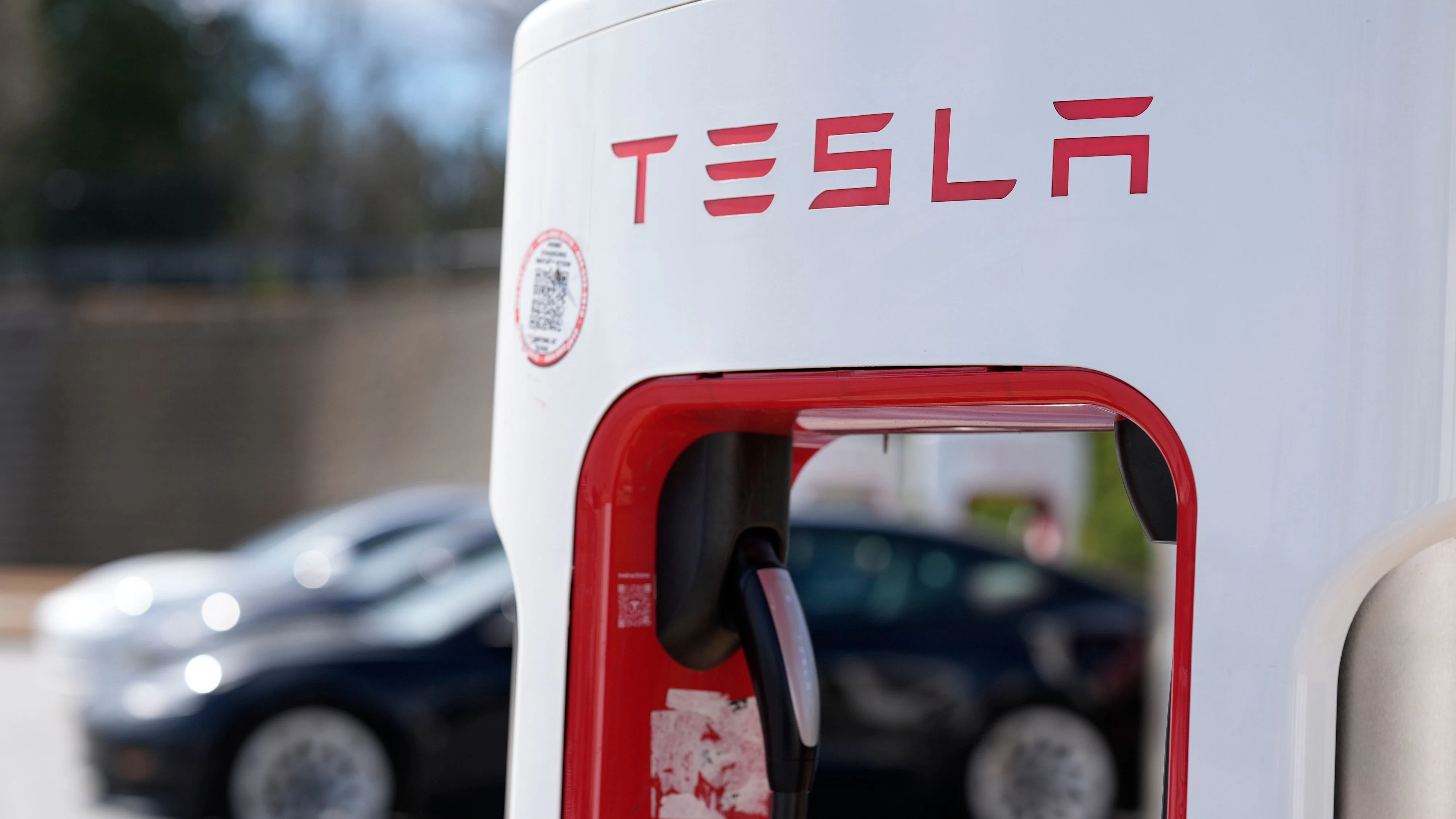 Download von www.picturedesk.com am 31.03.2025 (12:29).  Tesla vehicles are seen at a charging station, Wednesday, March 19, 2025, in Woodstock, Ga. (AP Photo/Mike Stewart) - 20250319_PD8335 - Rechteinfo: Rights Managed (RM)