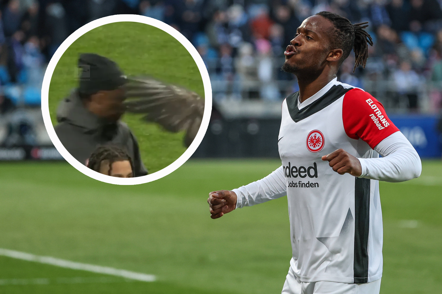Michy Batshuayi wurde von Maskottchen Attila im Gesicht getroffen.