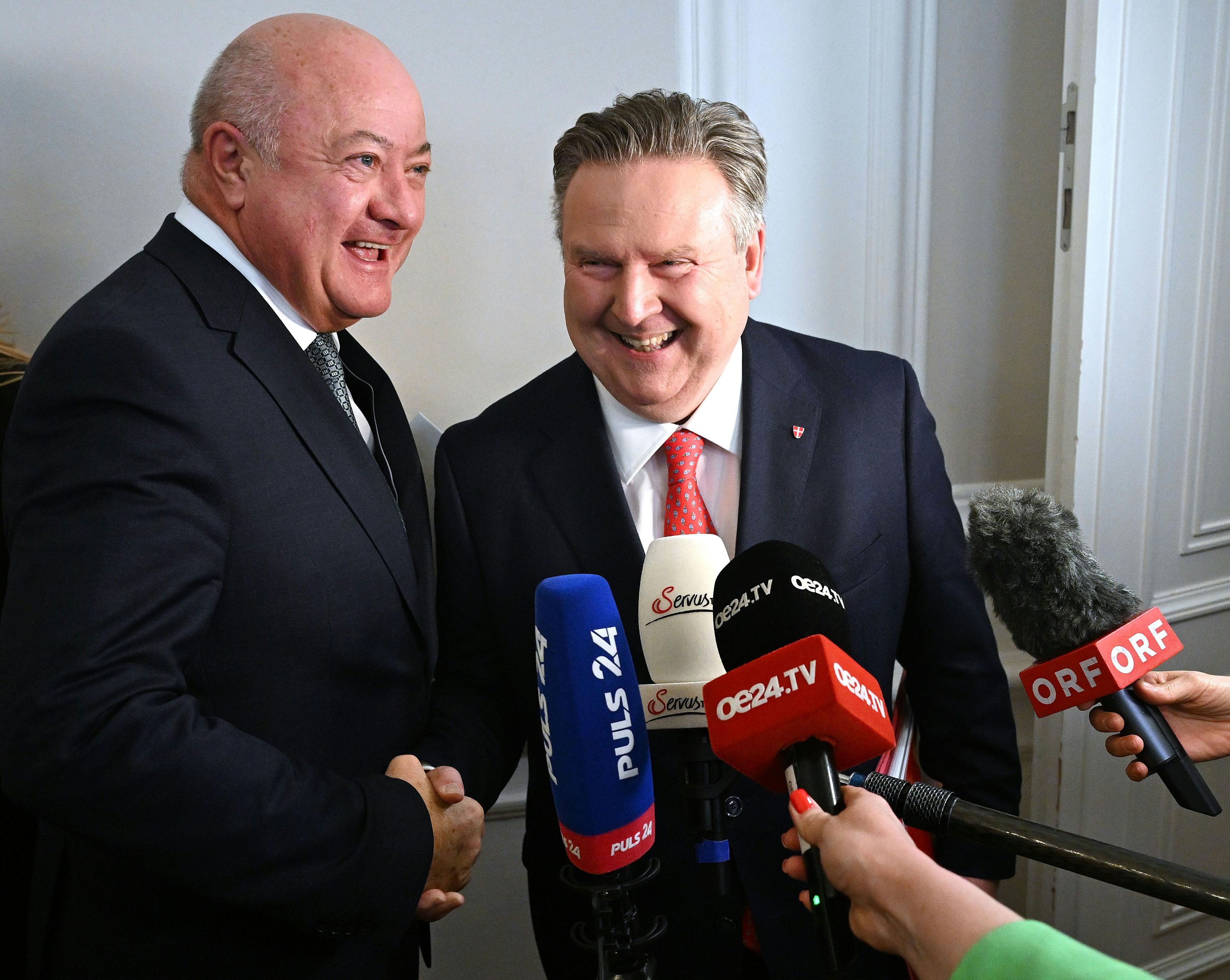 Bundeskanzler Christian Stocker (ÖVP) und Wiens Bürgermeister Michael Ludwig (SPÖ) vor dem Arbeitsgespräch.
