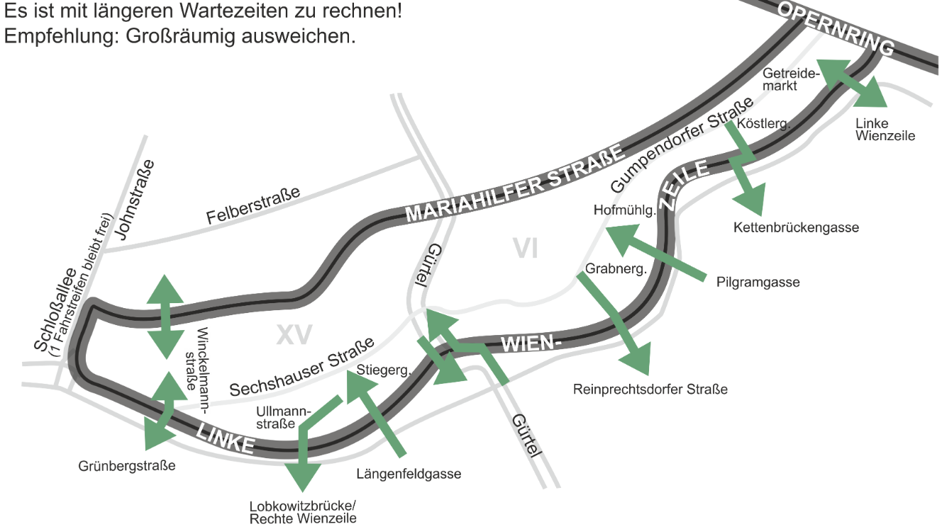 So kommst du in und aus den Bezirken 6 und 15.