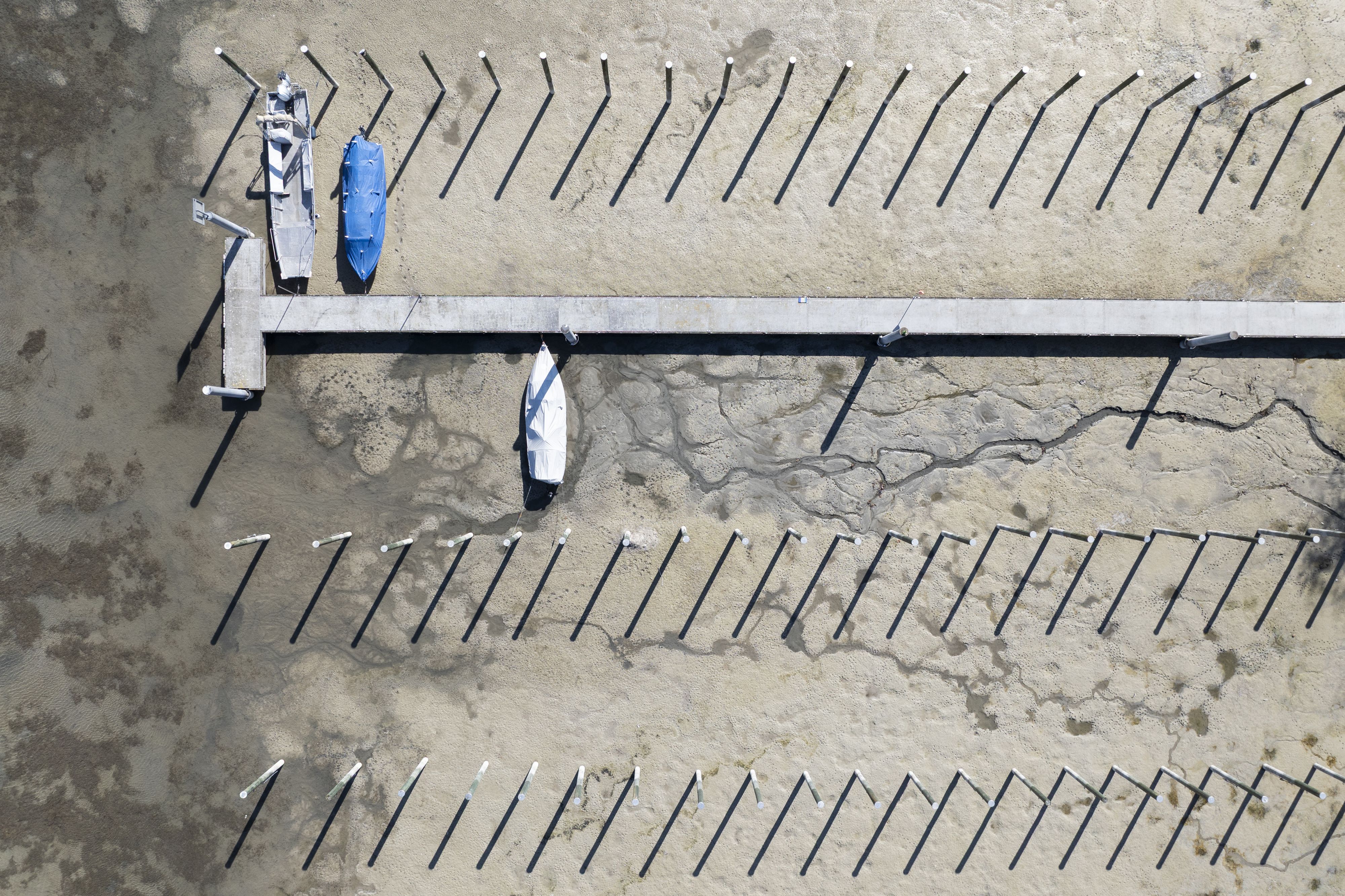 Gestrandete Schiffe auf dem Untersee im thurgauischen Mannenbach-Salenstein