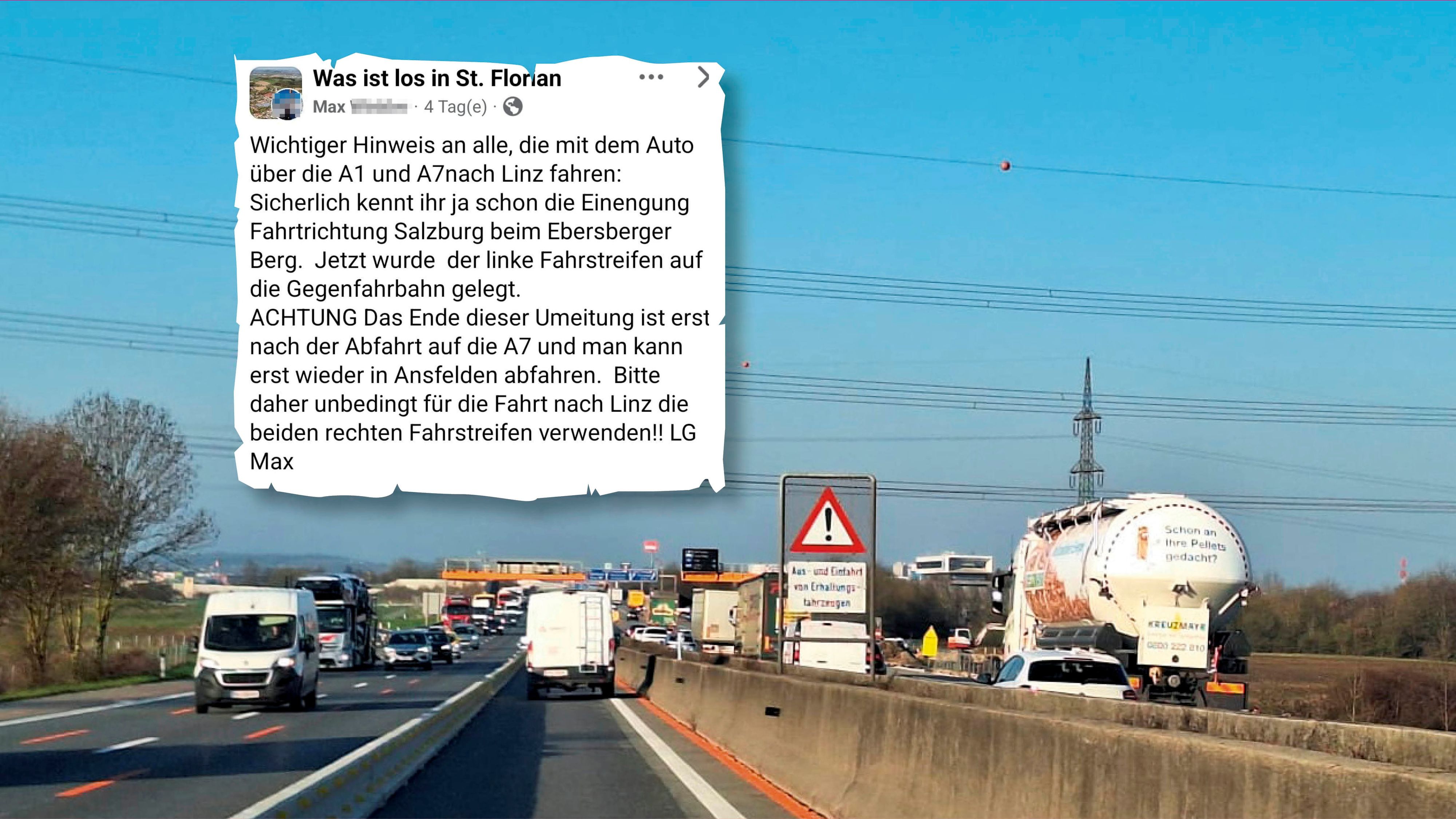Auf Facebook gibt es bereits Warnungen vor der Falle auf der A1.