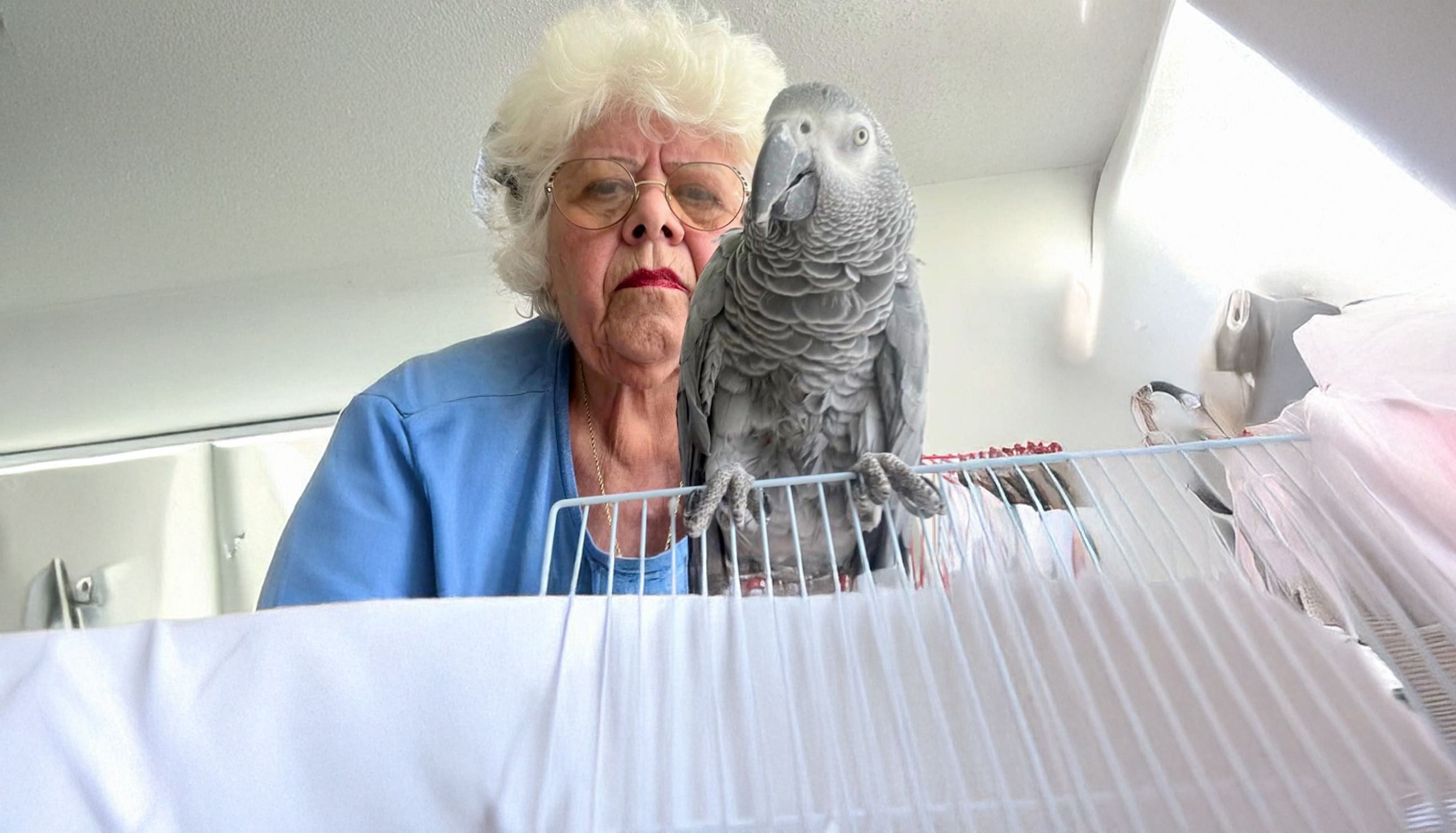 Maria Fraterrigo mit ihrem geliebten Papagei 