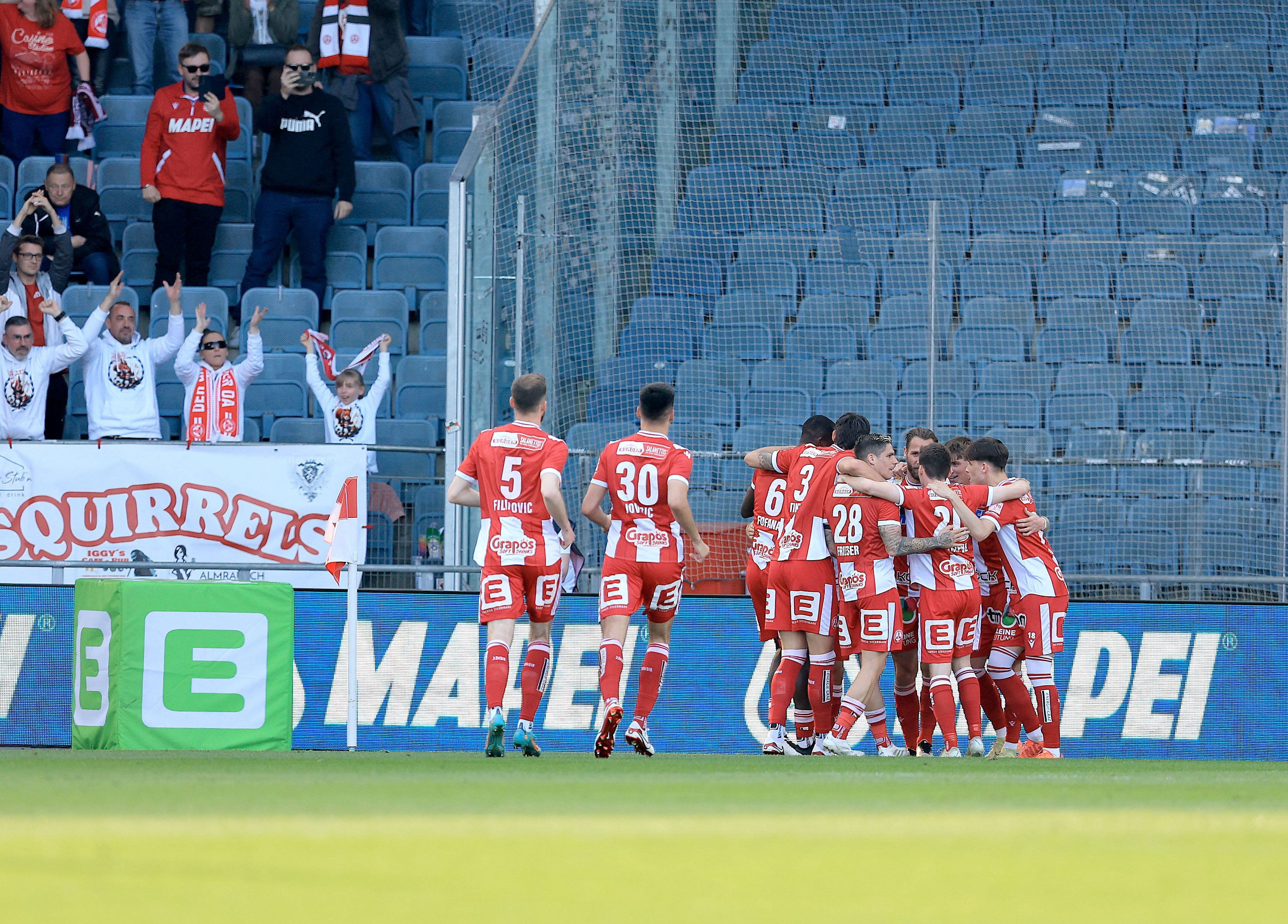 Der GAK 1902 darf gegen Altach jubeln.