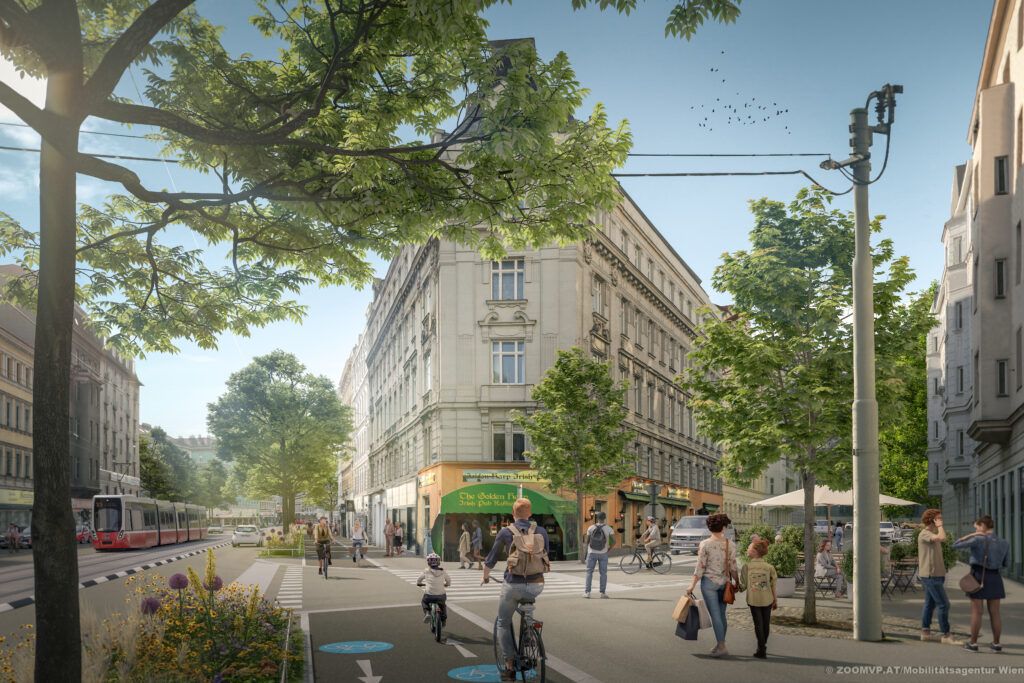 Es soll ein neuer Zwei-Richtungs-Radweg auf der Alserbachstraße entstehen.