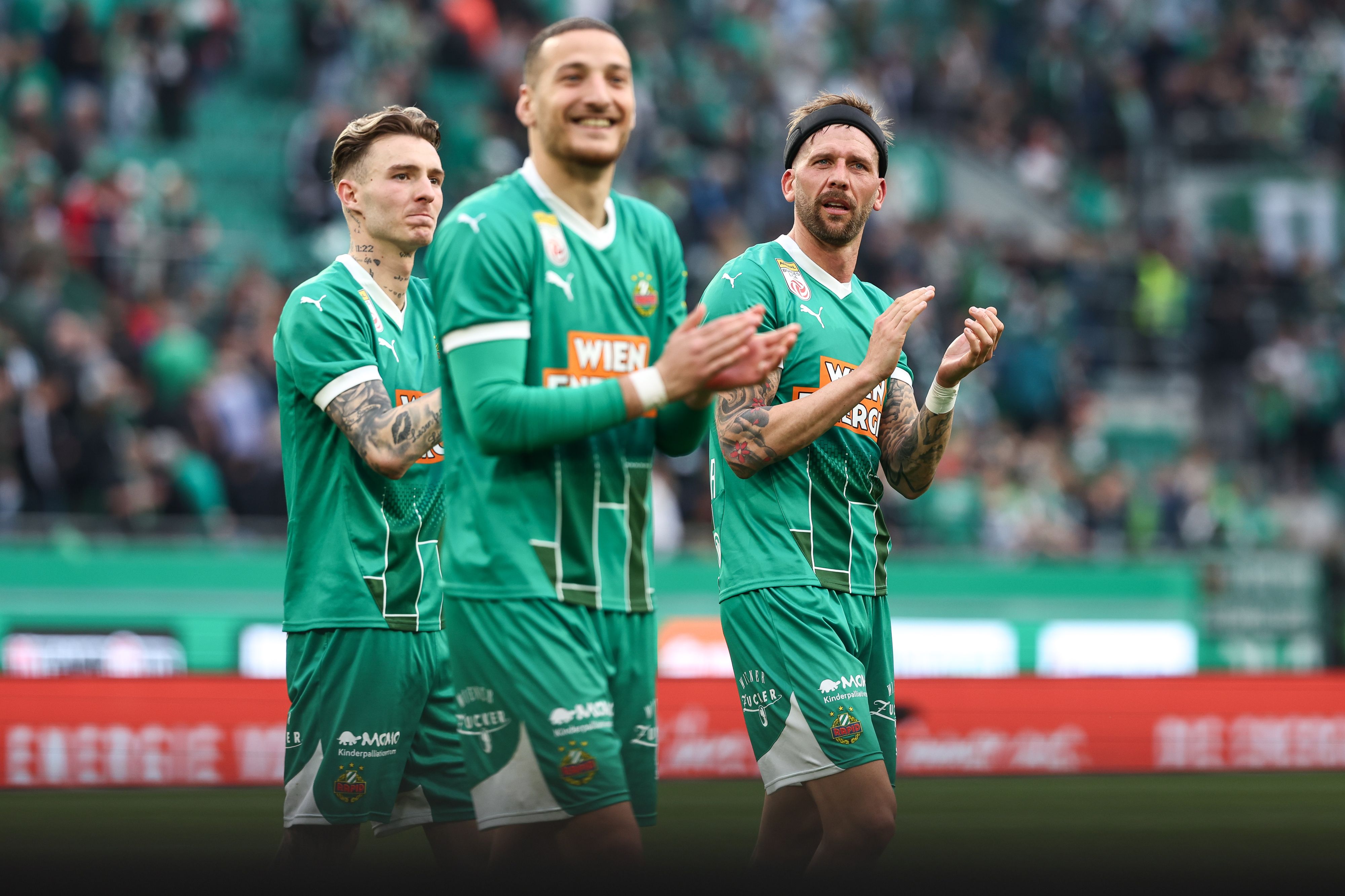 Gute Laune bei Rapid.