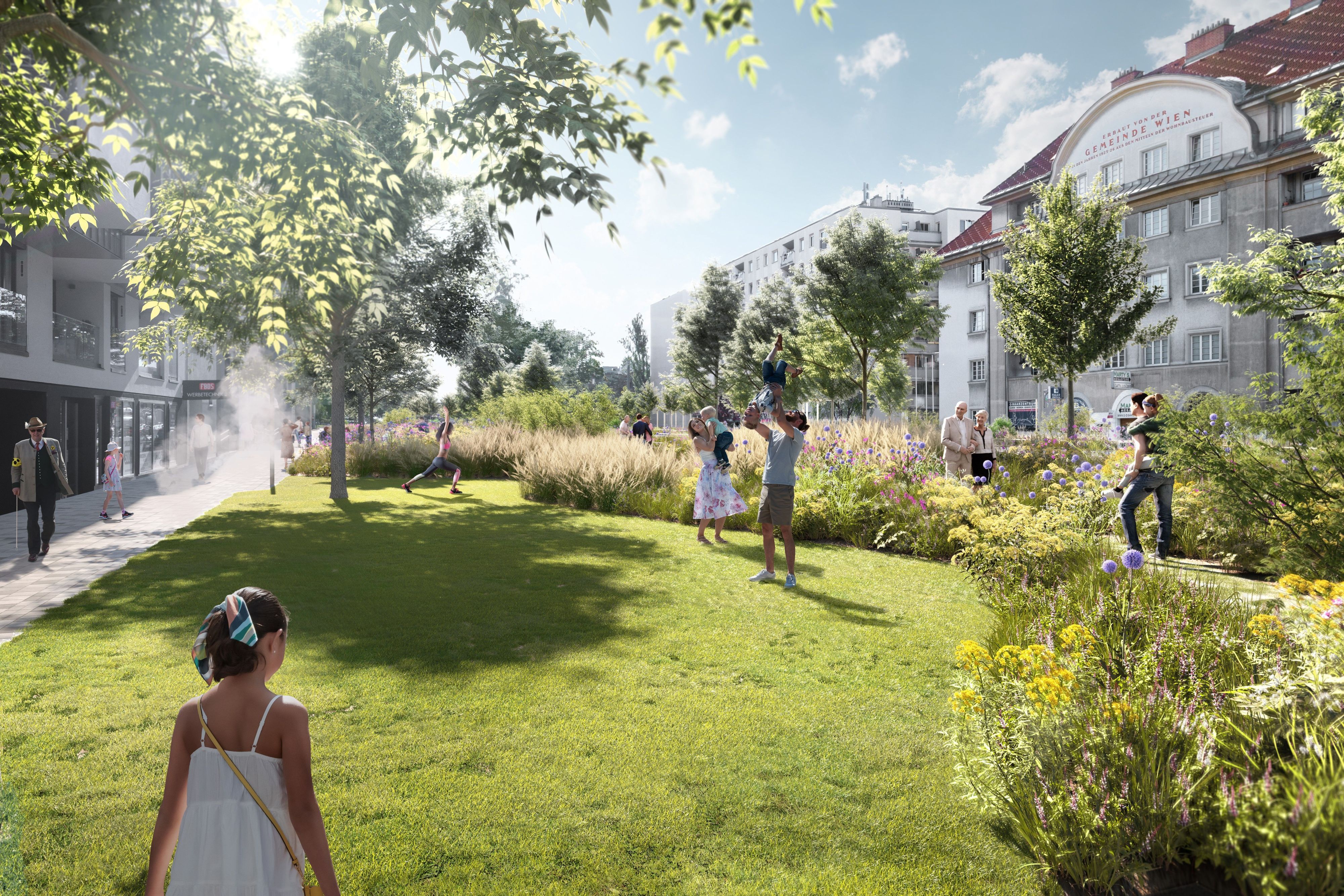 Neue interaktive Wien-Karte lädt zur Entdeckungsreise durch alle 320 „Raus aus dem Asphalt-Grätzl“: Wagramer Straße zwischen Donauzentrum und Steigenteschgasse.