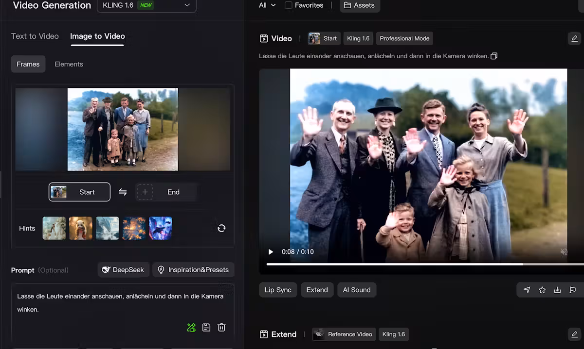 Alte Zeiten werden wieder lebendig: Auf KI-Plattformen wie Kling lassen sich Familienbilder in kurze Videos verwandeln.
