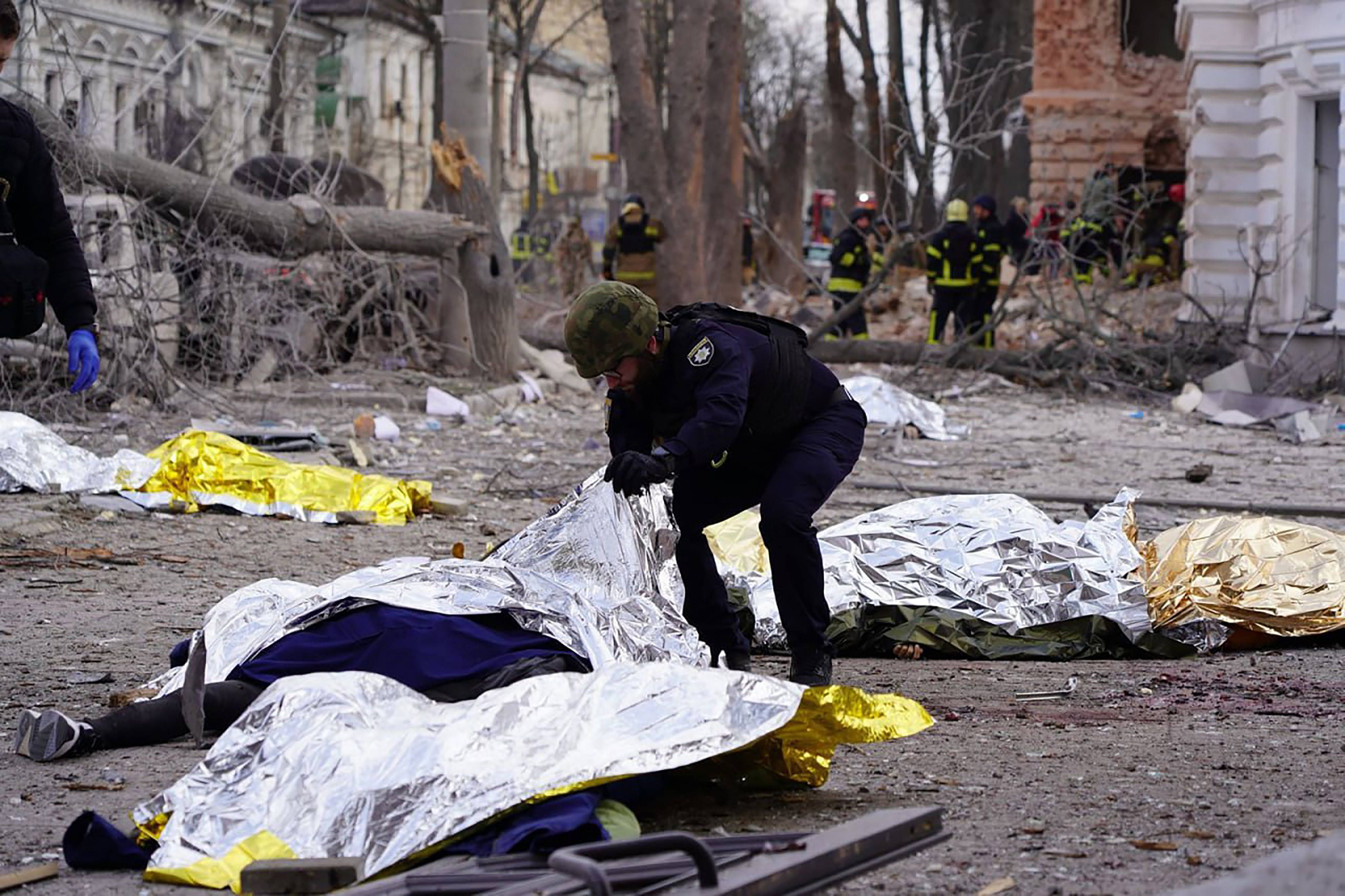 Bei dem Angriff auf Sumy wurden zwei Soldaten und 33 Zivilpersonen getötet.