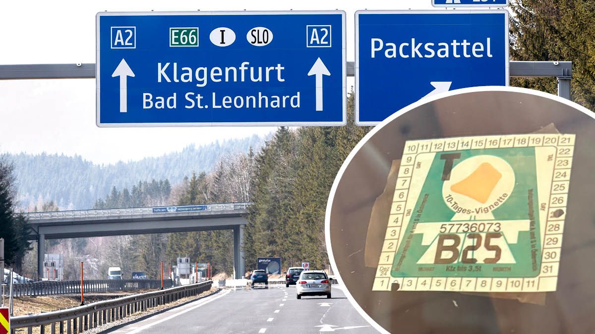 Am Weg nach Klagenfurt wurde M. kontrolliert, so war die Vignette angebracht.