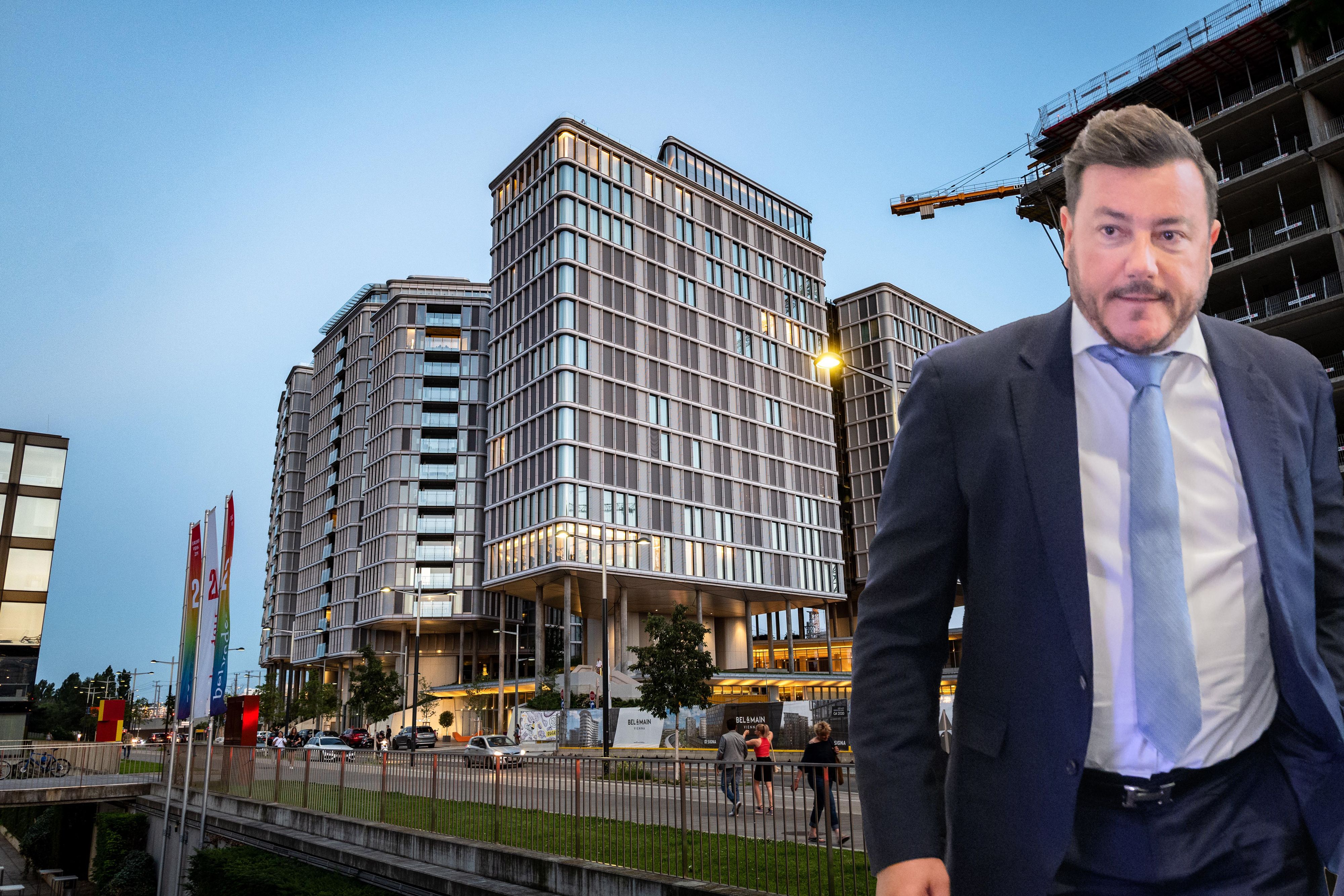 Benko vor seinem Mega-Hotel: Jetzt wird’s verkauft.