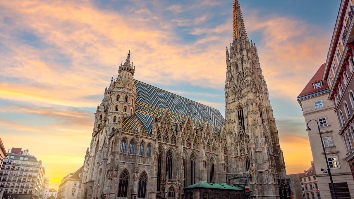 St. Stephen's cathedral on Stephansplatz square at sunrise, Vienna, Austria