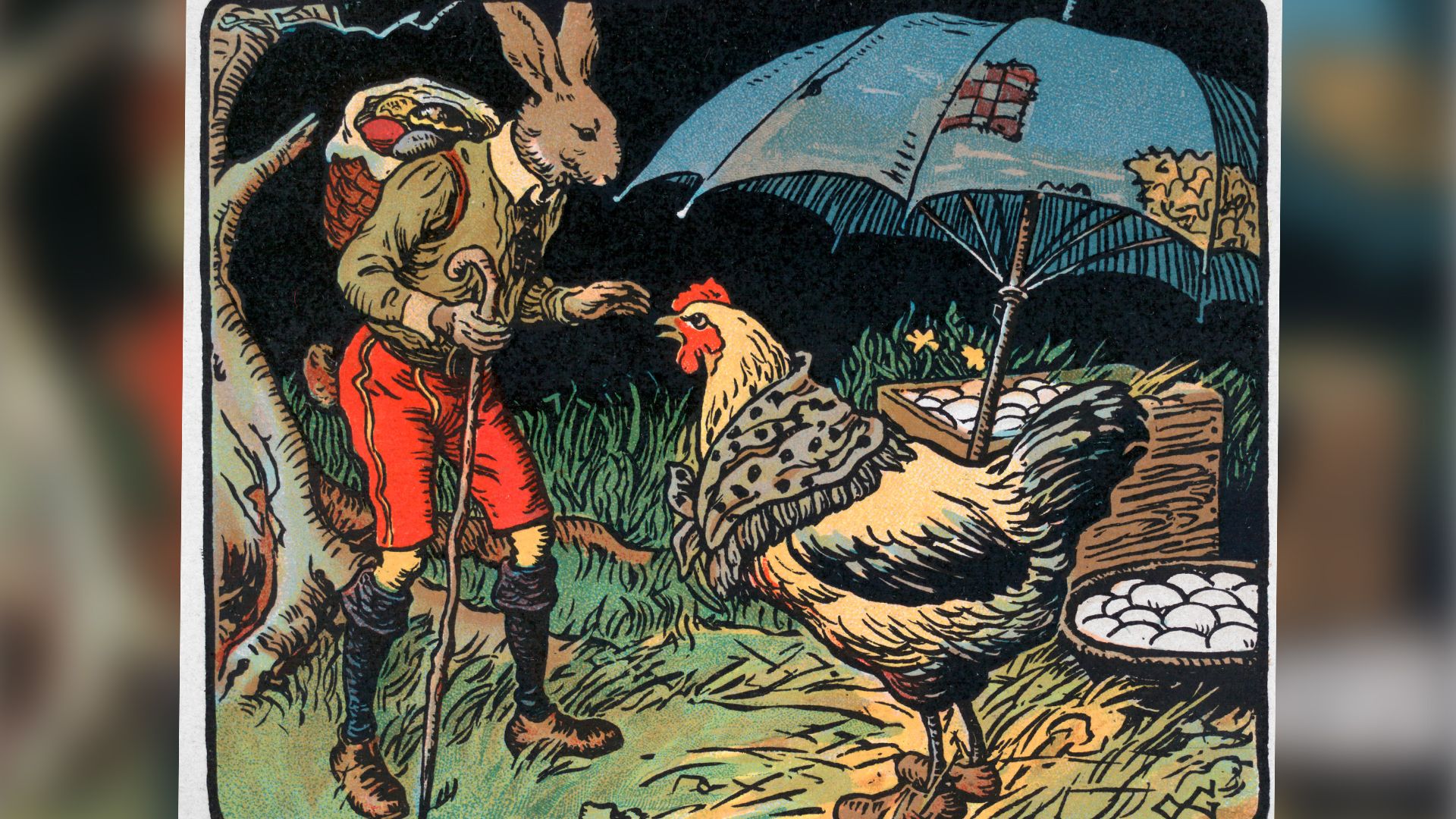 In alten Kinderbüchern sieht man den Osterhasen meist in dieser Form illustriert. 