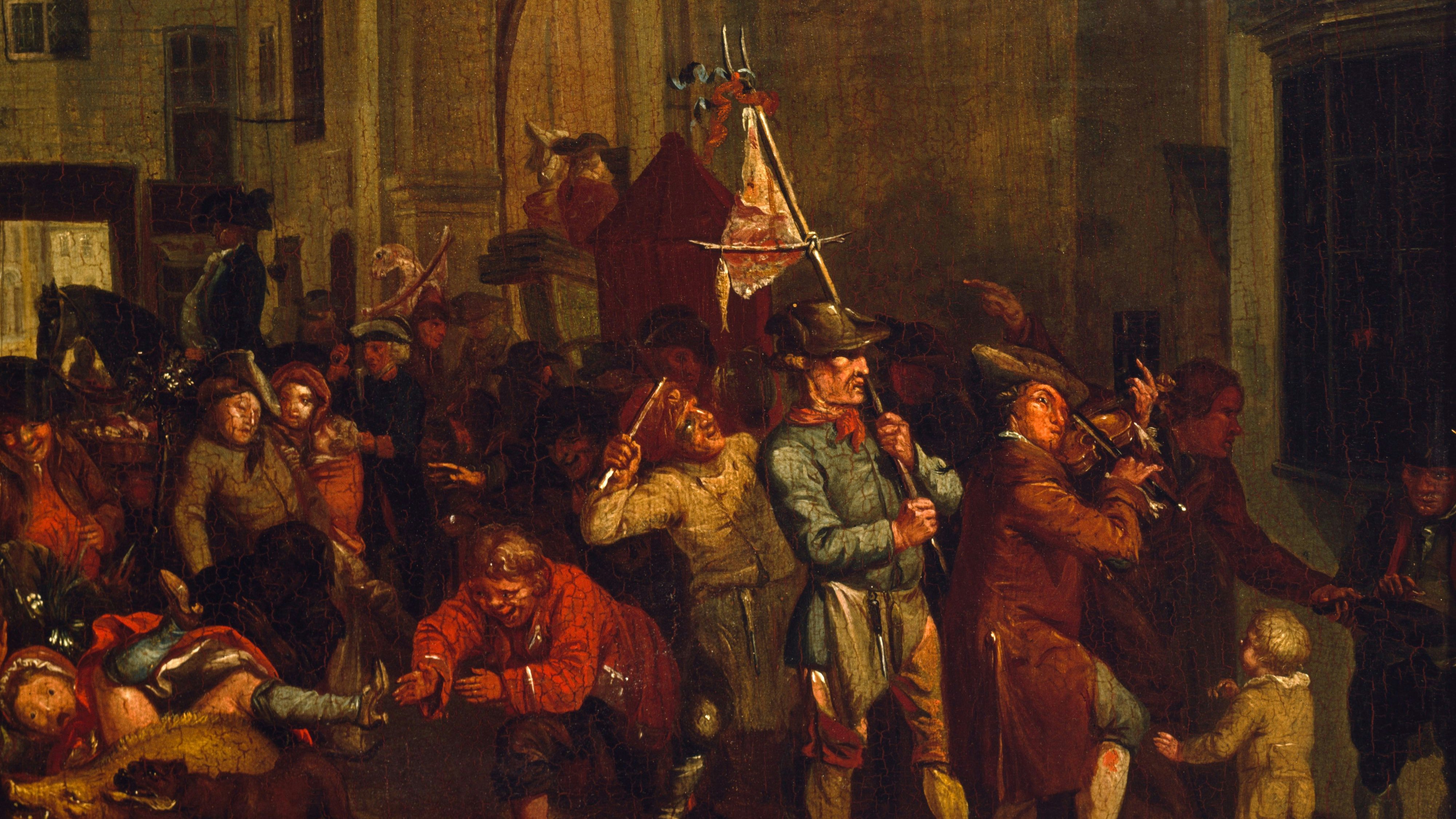 Die irische Ostertradition ist so bekannt, dass sie in einem Gemälde verewigt wurde. (Im Bild: "Whipping the Herring out of Town", ca. 1800)