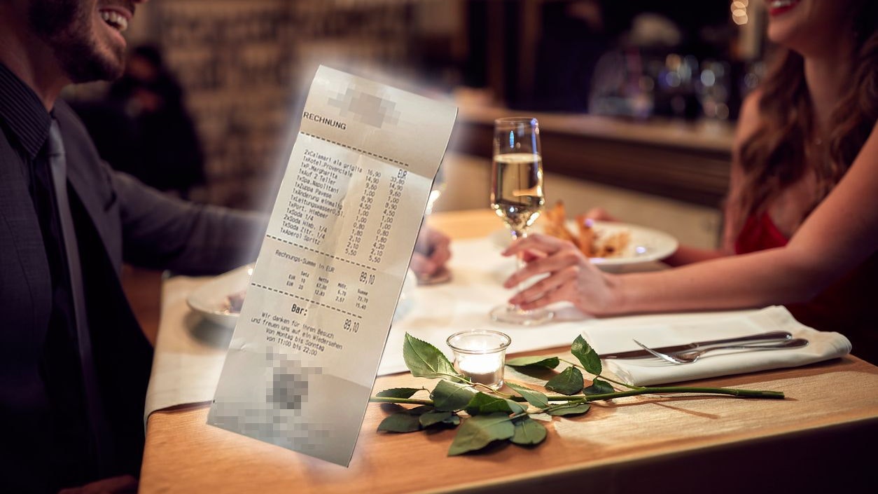 Als die Rechnung kam, war Lukas sehr überrascht.