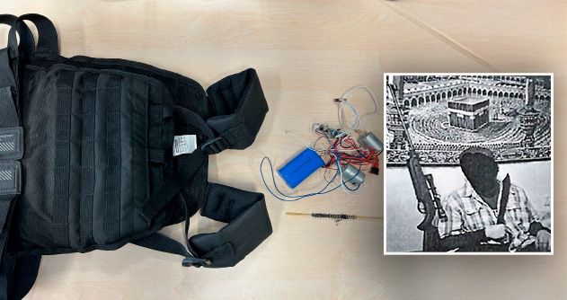 Die gefundene „Sprengstoffweste“ und das IS-Foto – der Verdächtige bestreitet, hier abgebildet zu sein.