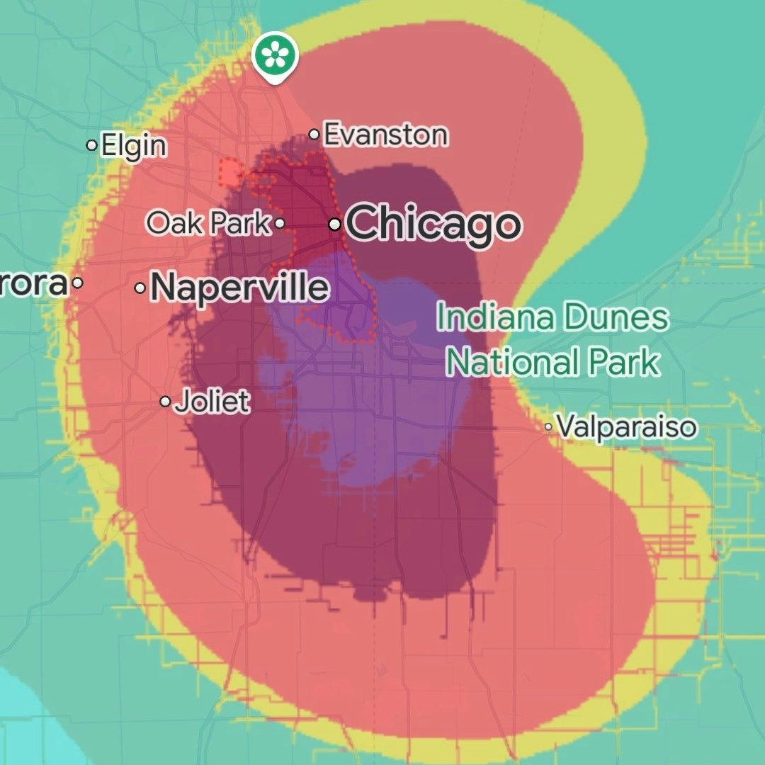 Giftige "Bohne" voller Kohlenmonoxid und Feinstaub über dem Großraum Chicago (Aufnahmezeit: 24.4.25, 11.40 Uhr)