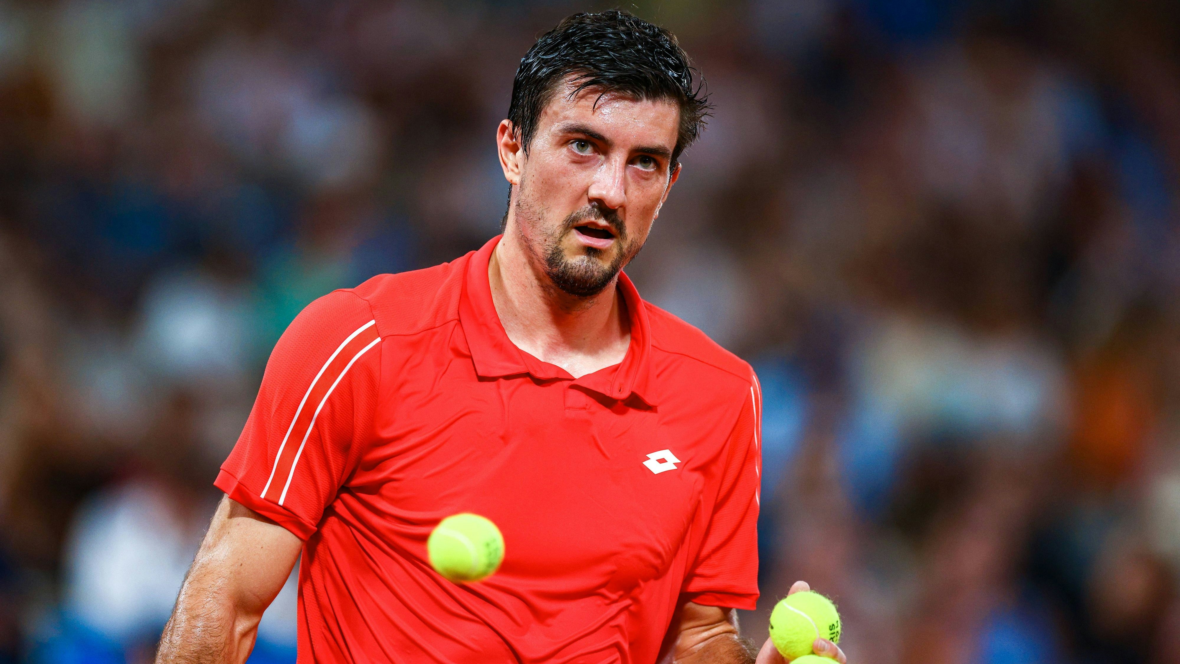 FRANCE, PARIS - JULY 30, 2024: Austria s Sebastian Ofner competes against AIN player Daniil Medvedev in a men s singles Round 2 tennis match during the 2024 Summer Olympics at Roland-Garros. Alexander Shcherbak/TASS PUBLICATIONxINxGERxAUTxONLY 72559405