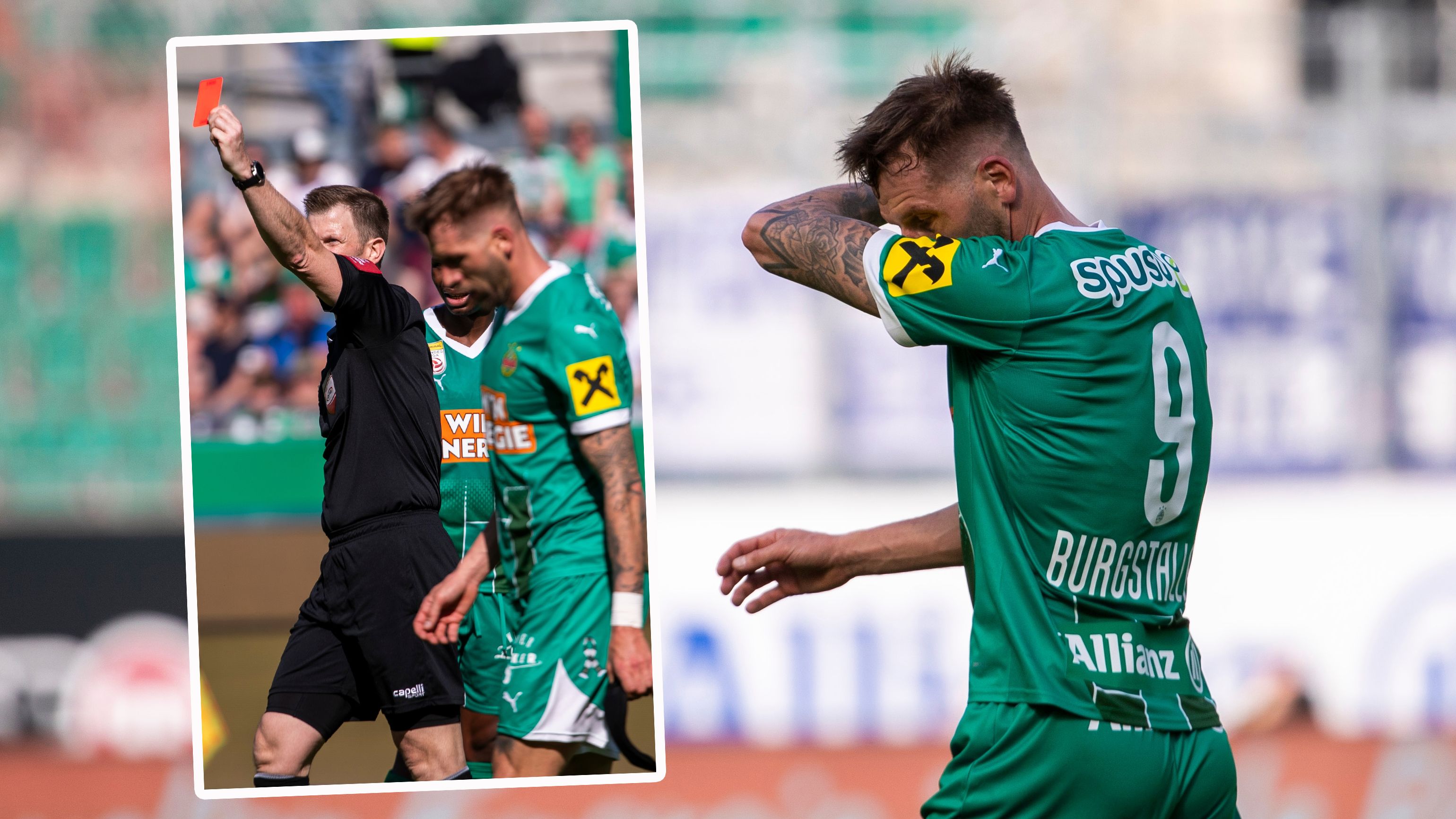 Guido Burgstaller wurde mit Rot vom Platz geschickt.